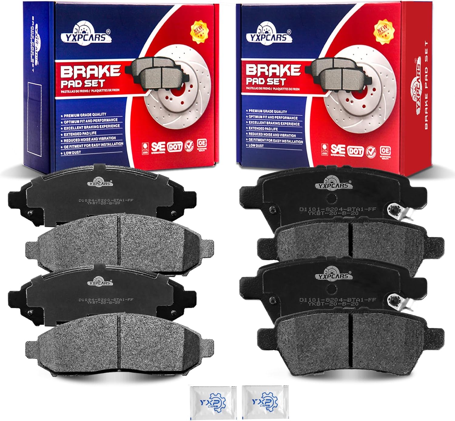 Ceramic Disc Brake Pads Set Front and Rear Replacement for Nissan Pathfinder 2005 2006 2007 for Pathfinder 2008 2009 2010 2011 2012 V6 4.0L