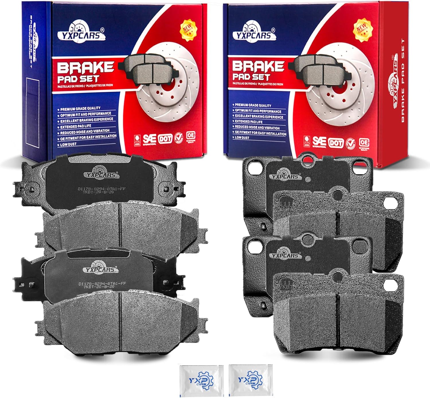 Front and Rear Ceramic Disc Brake Pads Set Replacement for Lexus IS250 2006 2007 2008 2009 2010 2011 2012 2013