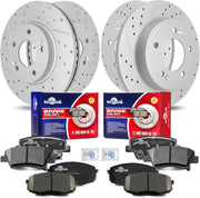 Front & Rear Drilled Slotted Rotors and Ceramic Disc Brake Pads Kit for Kia Soul 2014 - 2016