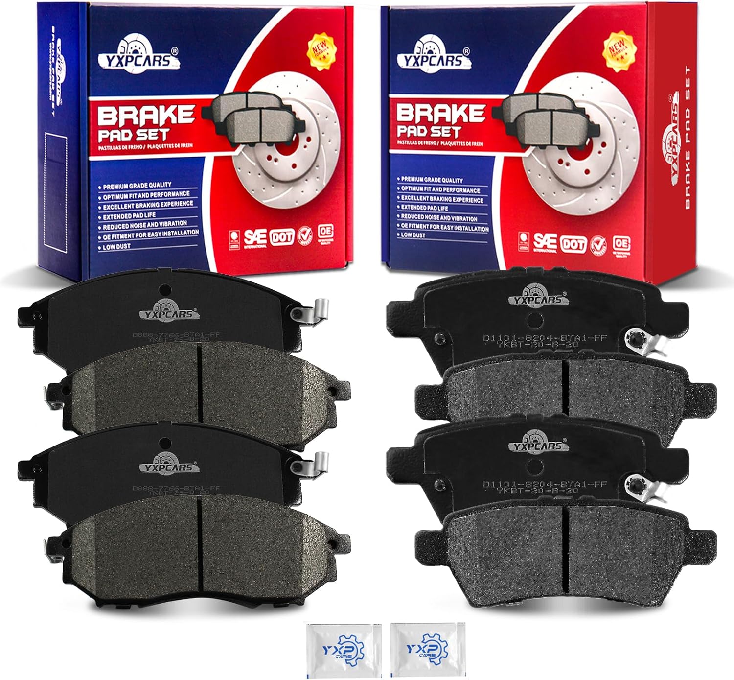 Ceramic Disc Brake Pads Set Front and Rear Replacement for Nissan Pathfinder 2008 2009 2010 2011 2012 with 5.6L