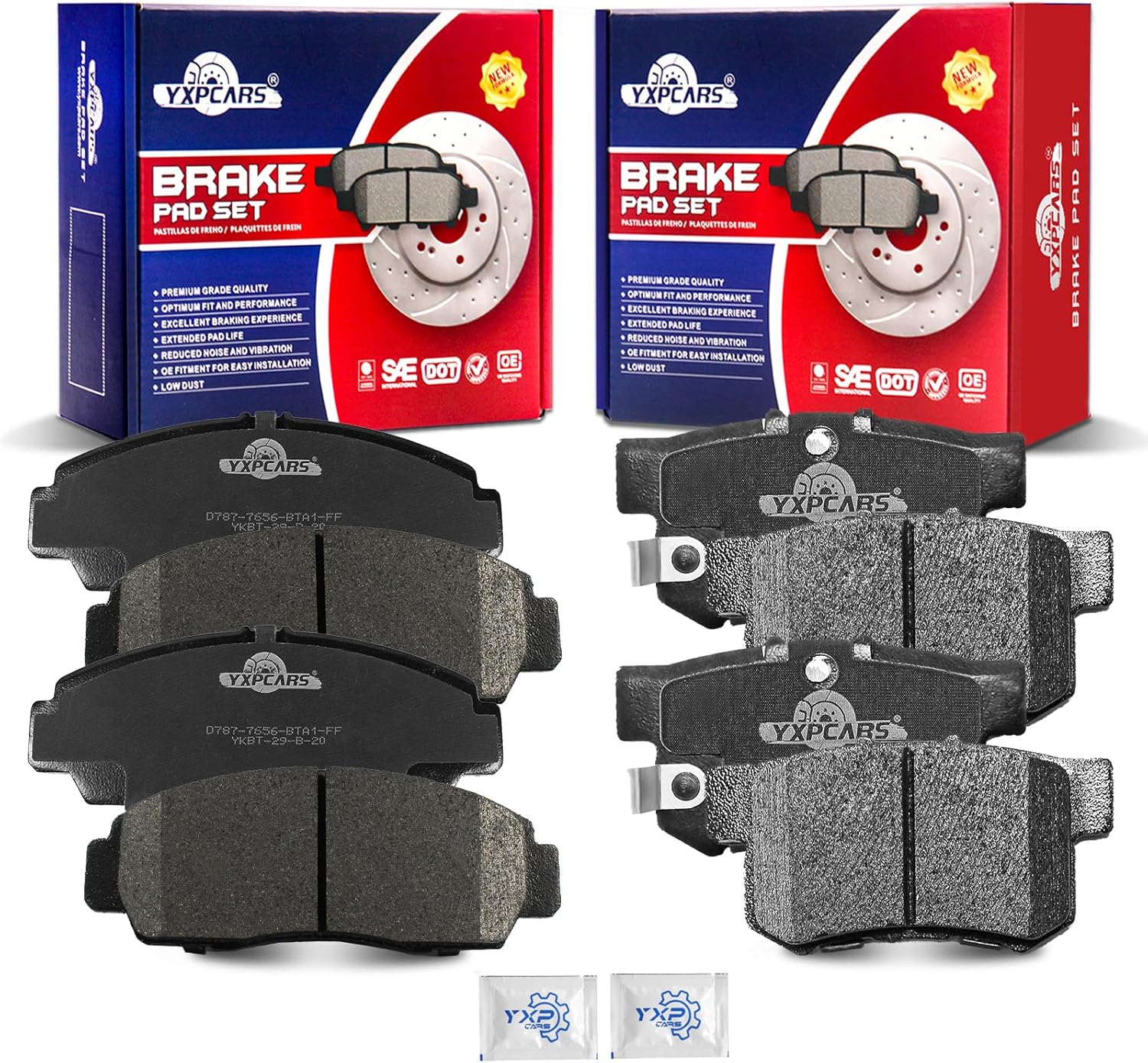 Front and Rear Ceramic Disc Brake Pads Set Replacement for Hon-da Accord 2003-2007 V6 4-Wheel Excluding Hybrid, for Acura Tsx 2004 2005 2006 2007 2008