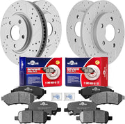 Front & Rear Drilled Slotted Rotors and Ceramic Disc Brake Pads Kit for Buick Allure Lacrosse 2005 2006 2007/ Allure Lacrosse 2008-2009 Excl Super, for Pontiac Grand Prix 2005-2008 Excl Gxp
