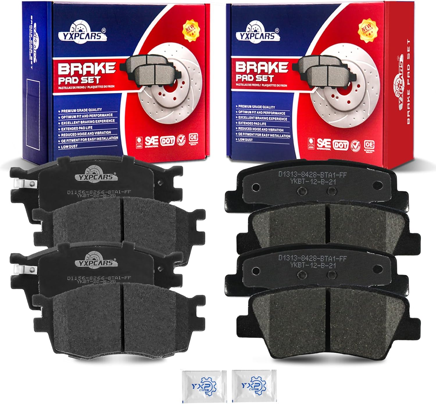 Ceramic Disc Brake Pads Set Front and Rear Replacement for Hyundai Accent 2011