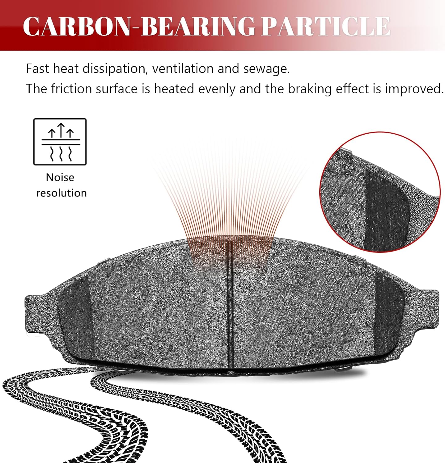Front and Rear Ceramic Disc Brake Pads Set Replacement for Lincoln Town Car 2003 2004 2005 2006 2007 2008 2009 2010 2011 Long Wheel Base