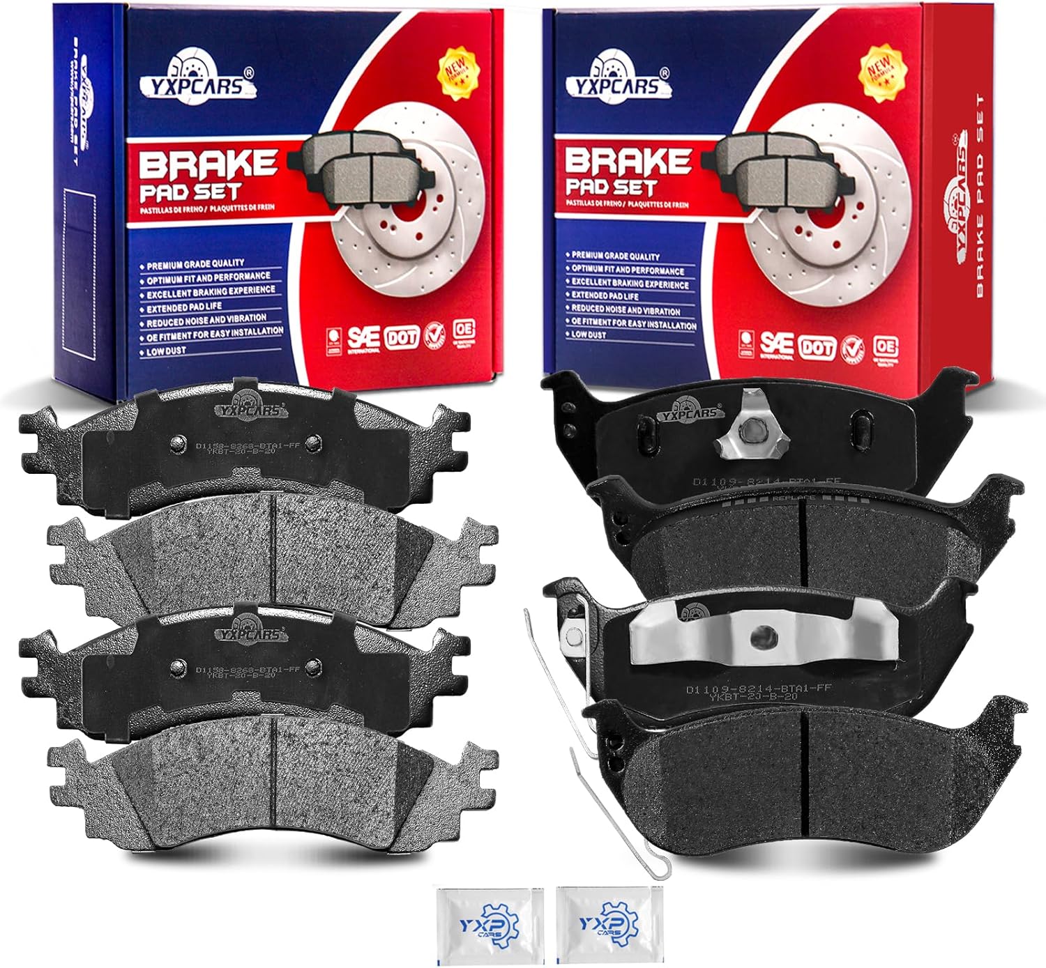 Front and Rear Ceramic Disc Brake Pads Set Replacement for Ford Explorer 2006-2010 Explorer Sport Trac 2007-2010, for Mercury Mountaineer 2006 2007 2008 2009 2010
