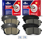Ceramic Disc Brake Pads Set Front and Rear Replacement for Hyundai Sonata 2016 Gas Engine with Manual Parking Brake