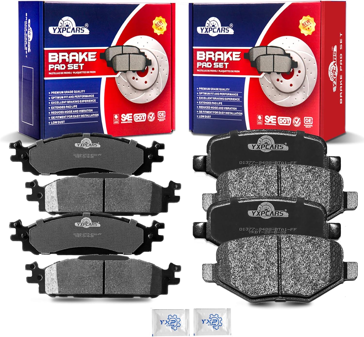 Front and Rear Ceramic Disc Brake Pads Set Replacement for 2009 2010 2011 2012 2013 2014 2015 2016 2017 2018 2019 Flex 2011-2019 Explorer 2010-2019 Taurus 2009-2019 Lincoln Mks