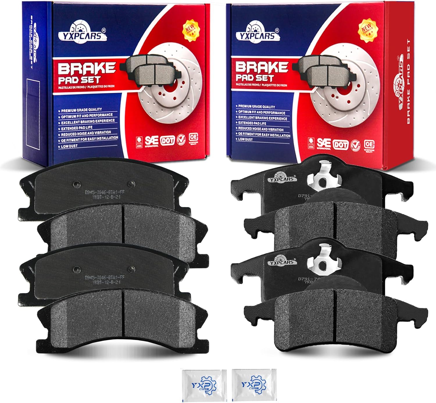 Ceramic Disc Brake Pads Set Front and Rear Replacement for Jeep Grand Cherokee 1999 2000 2001 2002 2003 2004