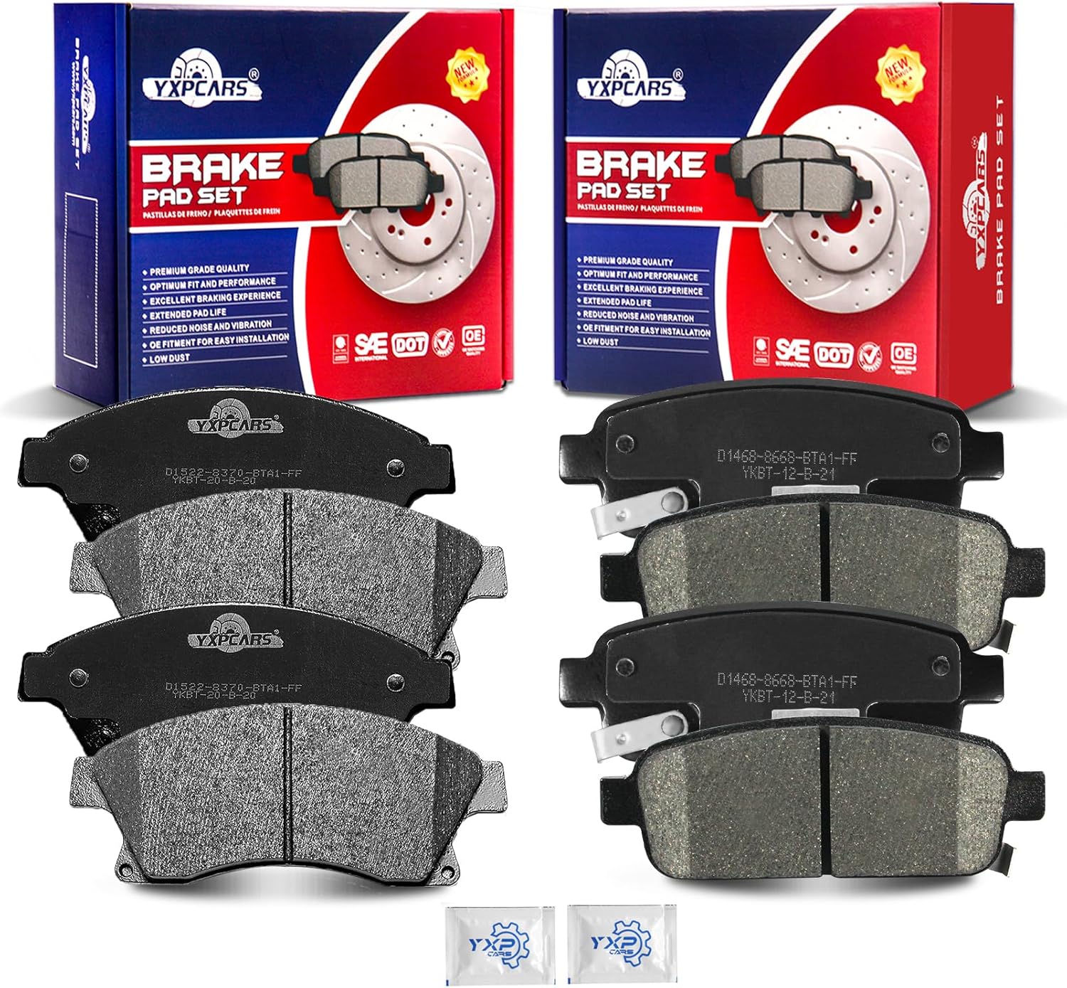 Front and Rear Ceramic Disc Brake Pads Set Replacement for Buick Verano 2012-2013,for Chevy Sonic Cruze 2013-2017/ Limited 2016/ Cruze 2011-2013/ Cruze Gas/Flex Engine 2014-2015