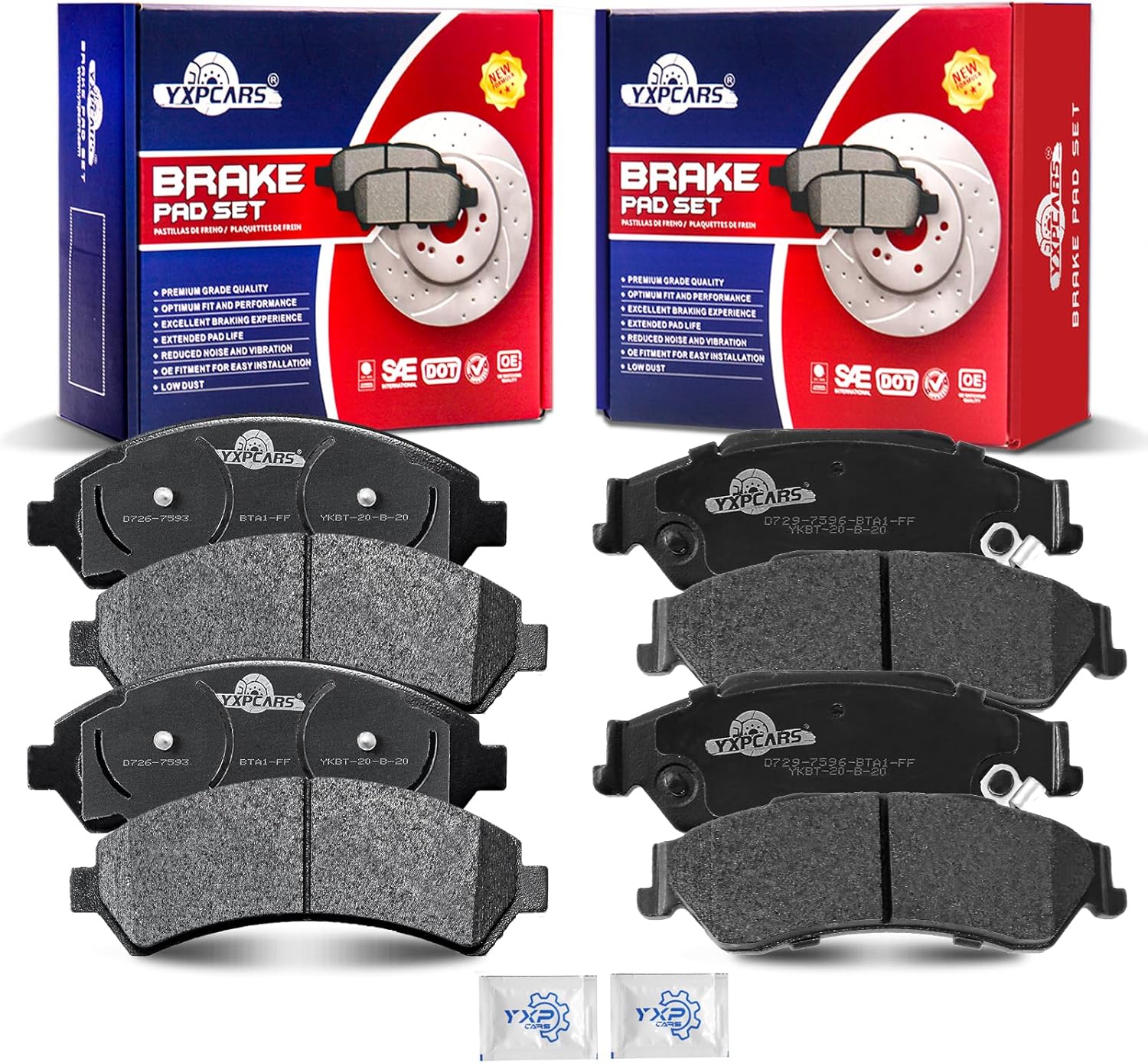 Front and Rear Ceramic Disc Brake Pads Set for Chevry Blazer Gmc Jimmy 1997-2005, for Chevry S10 Gmc Sonoma 1998-2004 4Wd, for for Isuzu Hombre 1998-2000 4Wd, for Oldsmobile Bravada 1997-2001