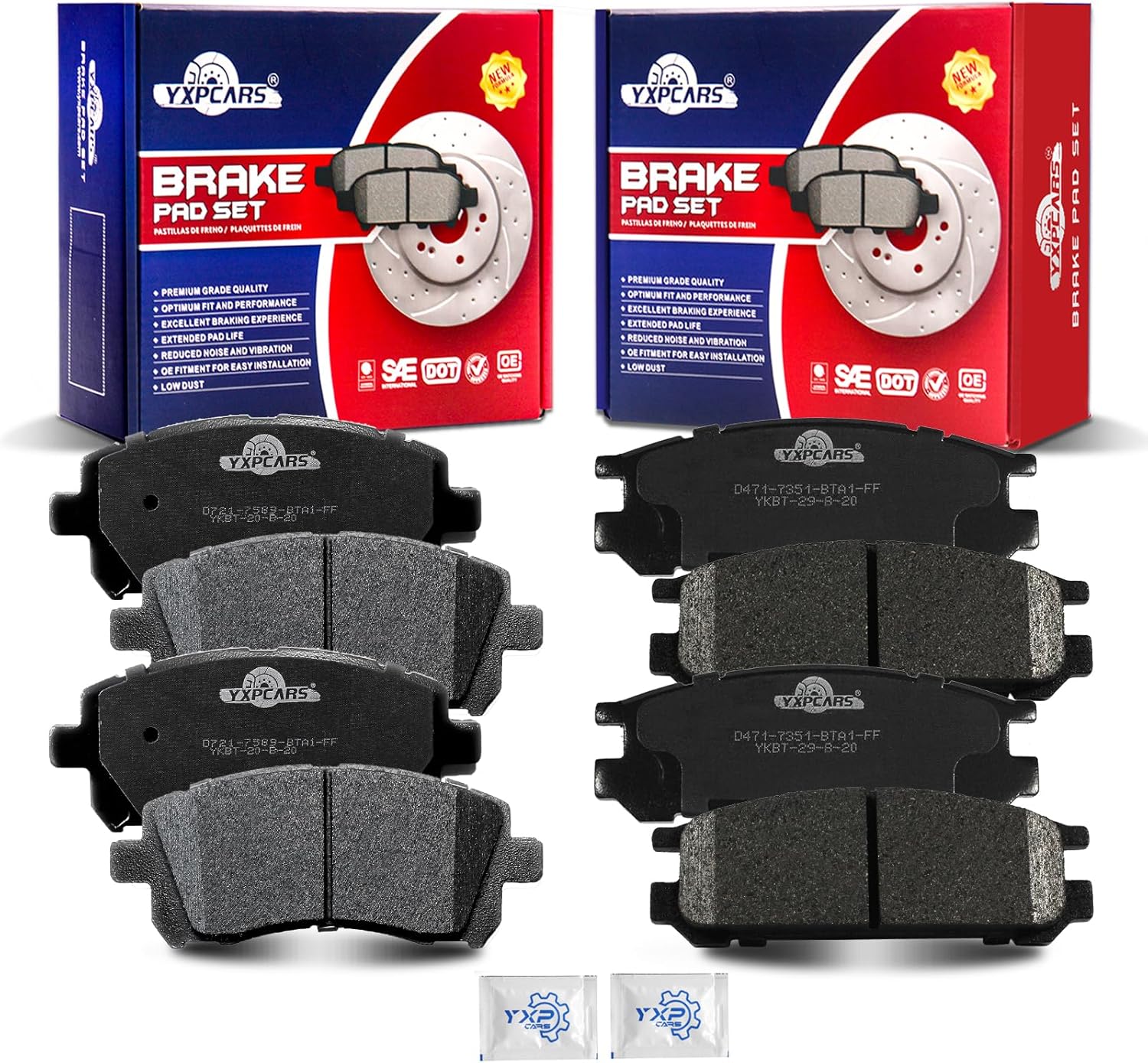 Front and Rear Ceramic Disc Brake Pads Set Replacement for Subaru Legacy H4 2.5L 1997-1998/ Legacy 1999 with 10.9 In