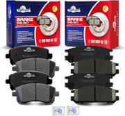 Front and Rear Ceramic Disc Brake Pads Set Replacement for Subaru Legacy H4 2.5L 1997-1998/ Legacy 1999 with 10.9 In