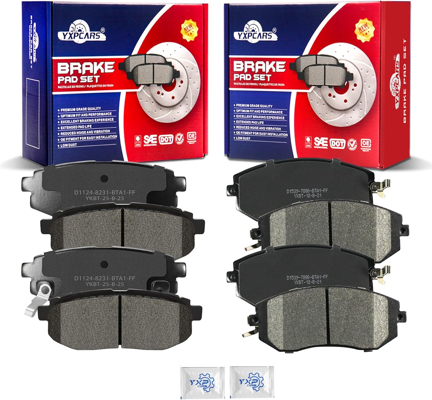 Ceramic Disc Brake Pads Set Front and Rear Replacement for Scion Fr-S Brz 2013 2014 2015 2016, for Toyota 86 2017-2018/6 2019 Base, Gt/ 86 2020 Base, Gt, Not for Brembo Brakes