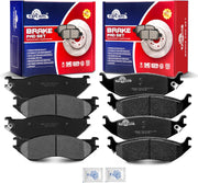 Front and Rear Ceramic Disc Brake Pads Set Replacement for Dodge Ram 1500 2002-2003, for Dodge Ram 1500 2004 Slt/St with 4.7L