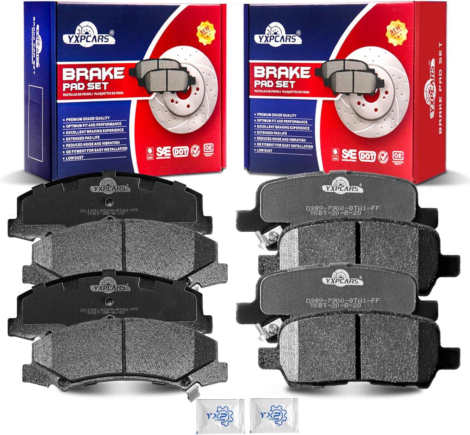 Front and Rear Ceramic Disc Brake Pads Set Replacement for 2011 2012 2013 Chevy Impala 2014 2015 2016 Chevy Impala Limited