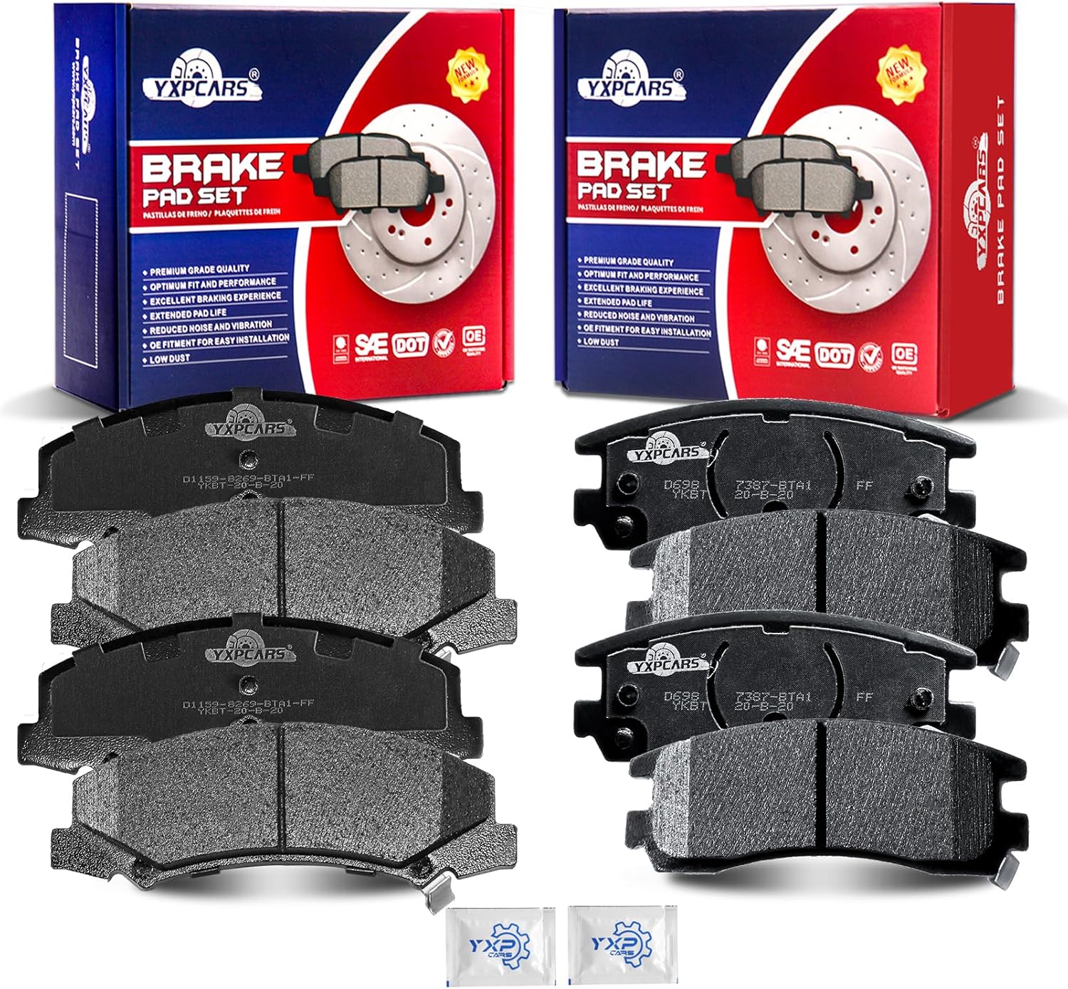 Front and Rear Ceramic Disc Brake Pads Set Replacement for 2006 2007 2008 2009 2010 Chevy Impala 2006-2007 Monte Carlo 2008-2009 Bui-ck Allure Lacrosse