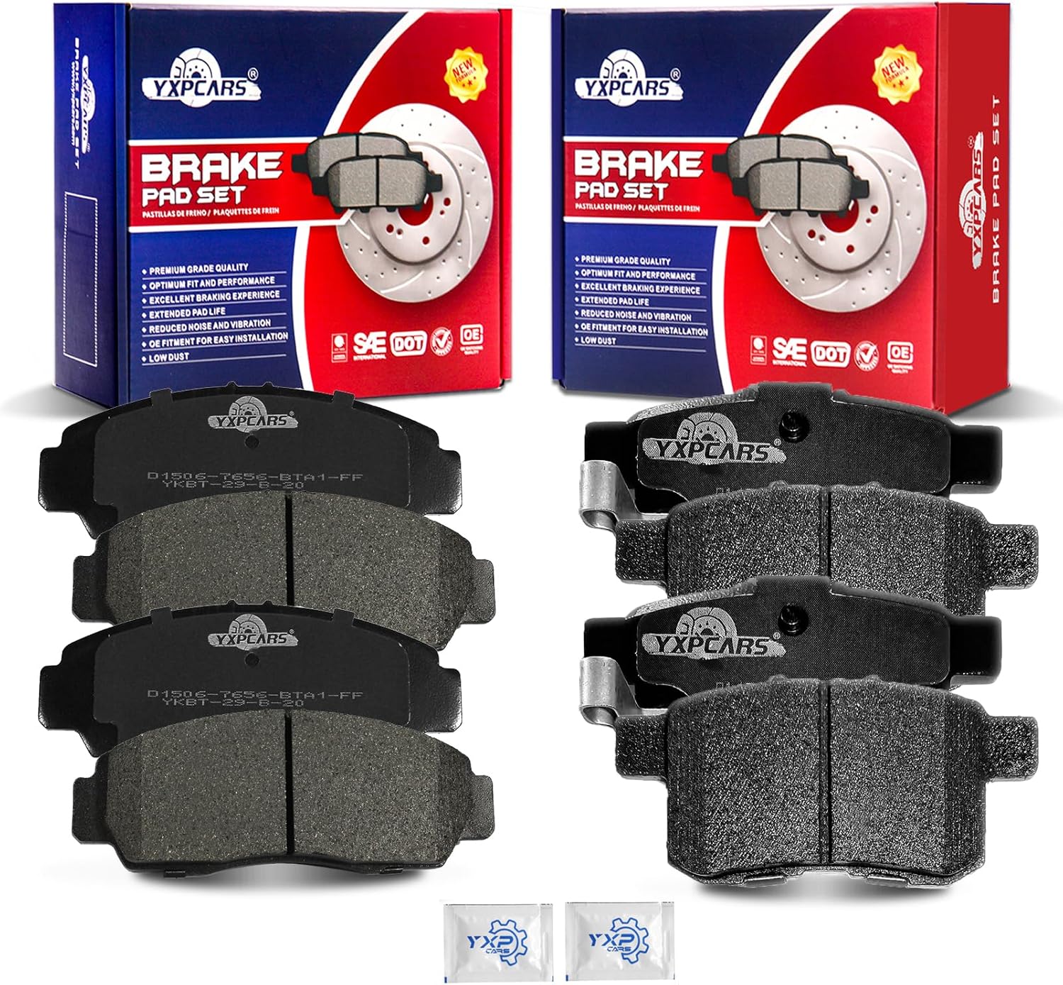 Ceramic Disc Brake Pads Set Front and Rear Replacement for Hon-da Accord 2011-2012 Ex/Ex-L, for Acura Tsx 2011 2012 2013 2014