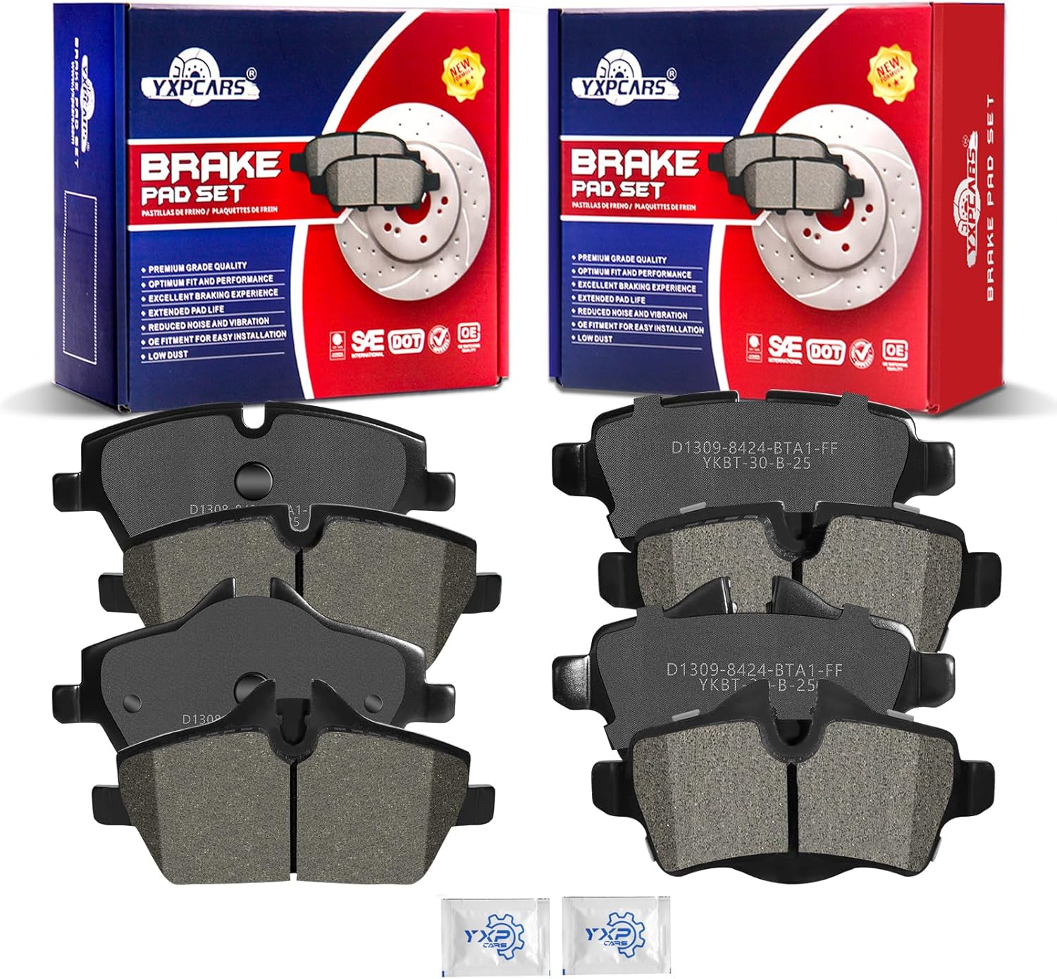 Ceramic Disc Brake Pads Set Front and Rear Replacement for Mini Cooper 2007 2008 2009 2010 2011 2012 2013 2014 2015 w/ 280.0 mm Front Rotors
