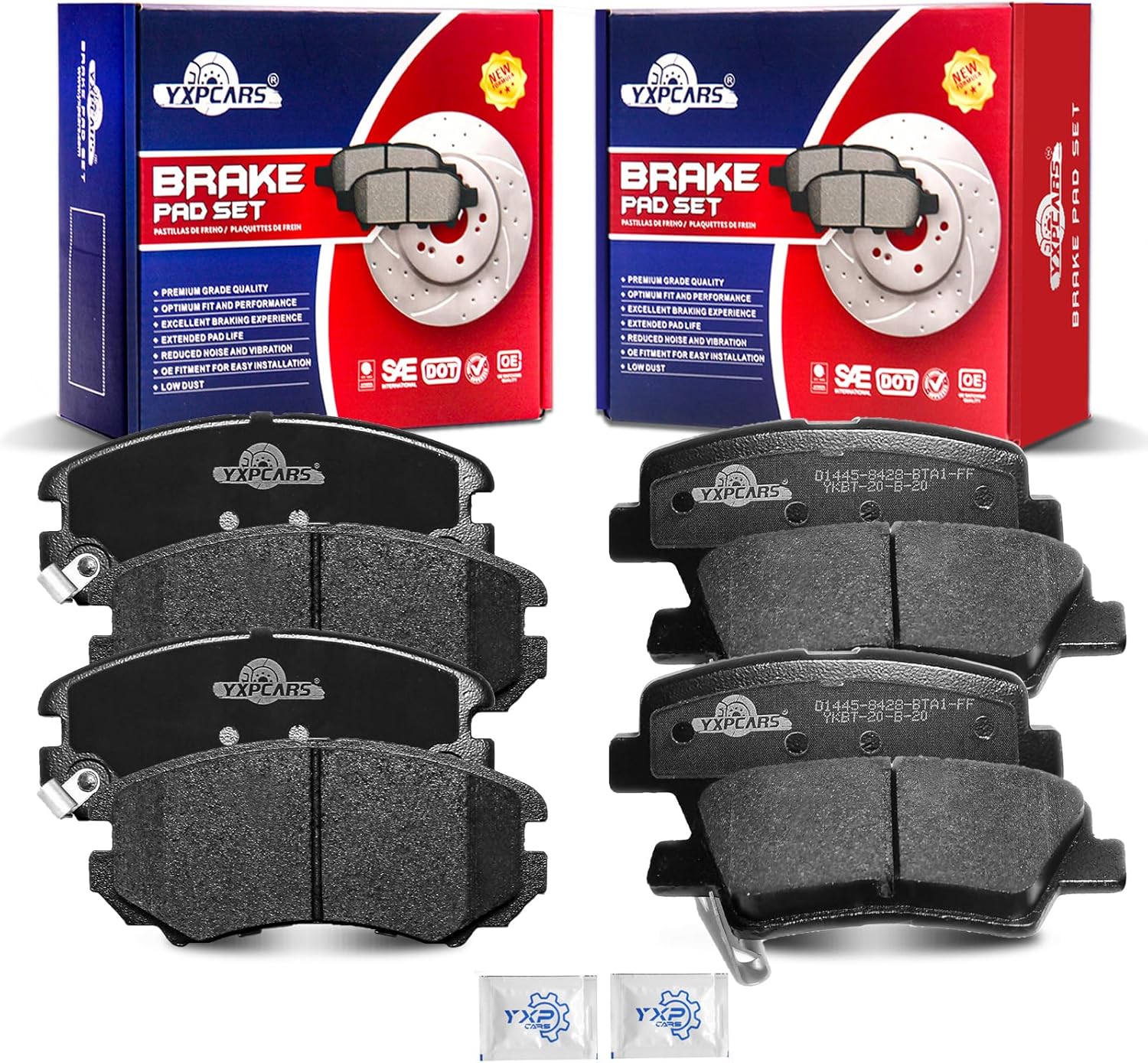 Ceramic Disc Brake Pads Set Front and Rear for Hyundai Elantra 2010 Sedan with From 03/23/10