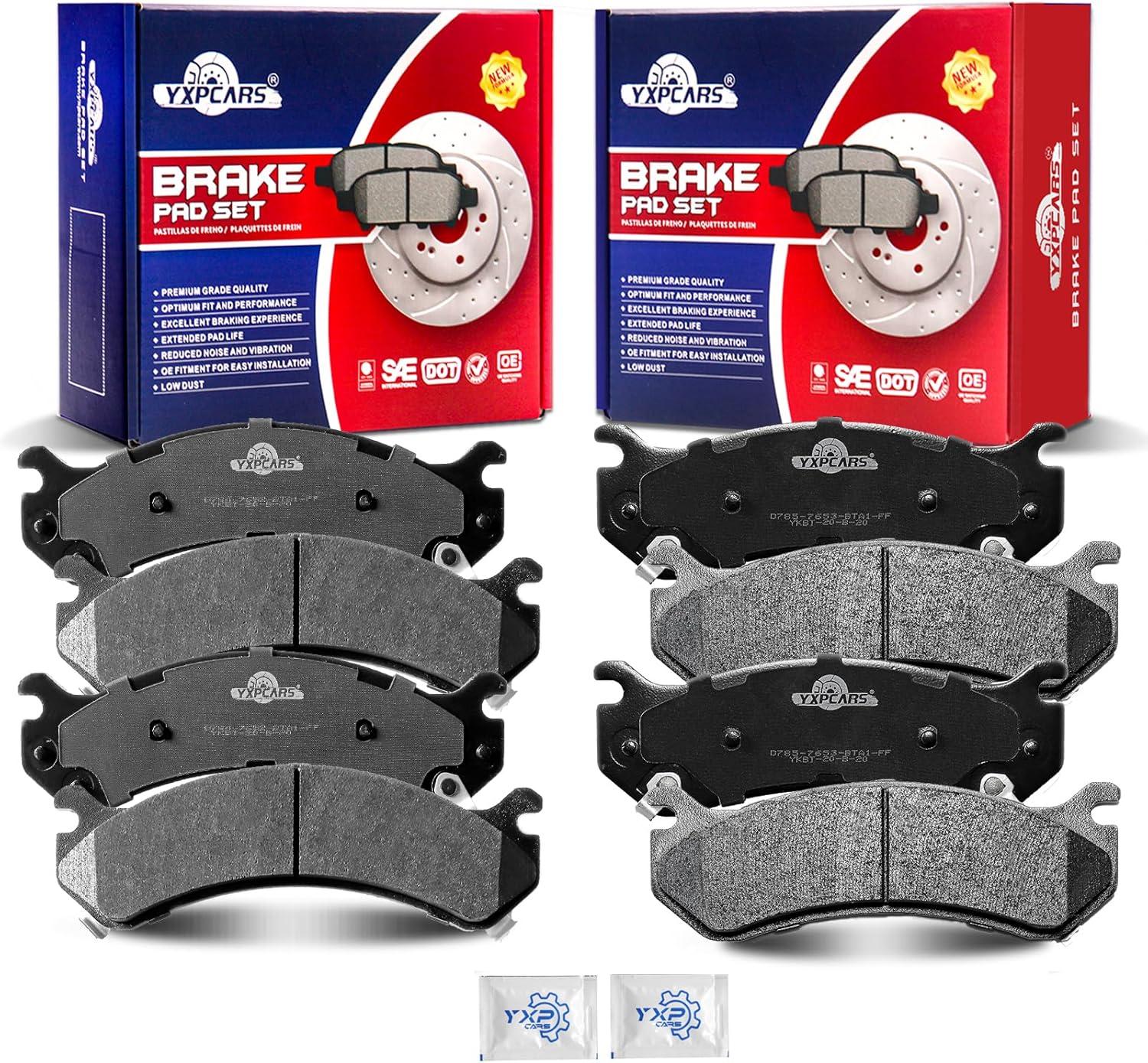Front and Rear Ceramic Disc Brake Pads Set Replacement for Chevry Avalanche 2500, for Chevry Silverado 1500 Hd/1500 Hd Classic/1500 Hd Classic/2500/2500 Hd/3500/3500 Hd/Suburban 2500