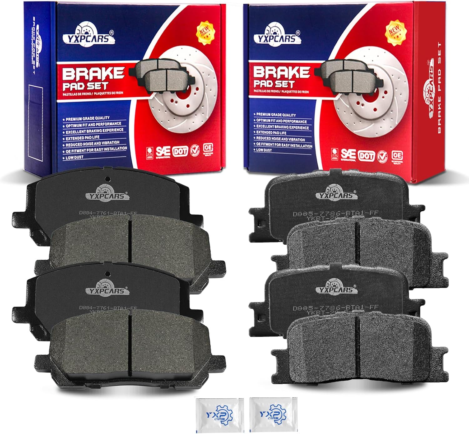 Ceramic Disc Brake Pads Set Front and Rear Replacement for Toyota Highlander 2001 2002 2003