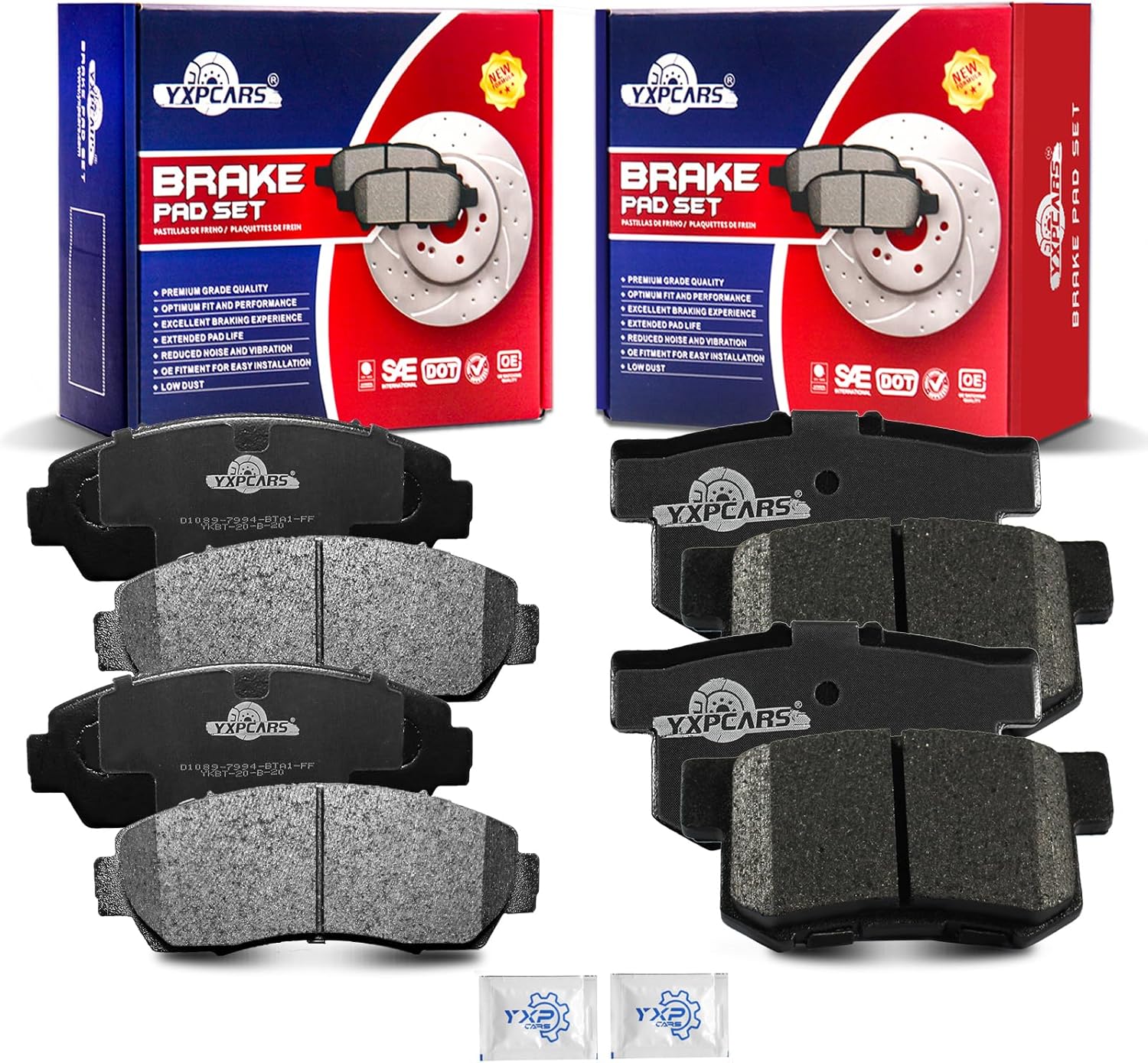 Ceramic Disc Brake Pads Set Front and Rear Replacement for Acura Rdx 2007 2008 2009/ Rdx Awd 2010 2011 2012