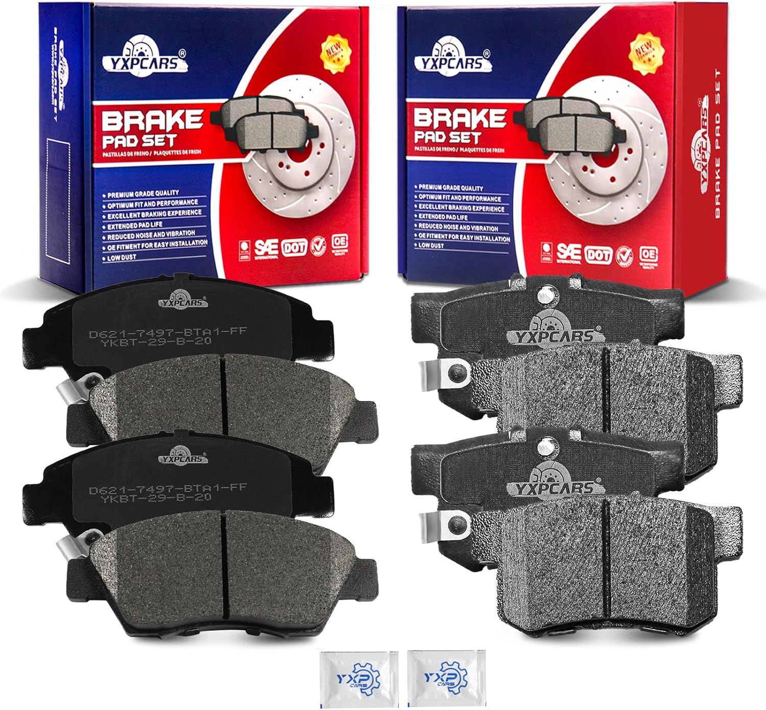 Front and Rear Ceramic Disc Brake Pads Set Replacement for Civic 2004-2005 Hatchback 4-Wheel, for Acura Rsx 2002-2006 Base