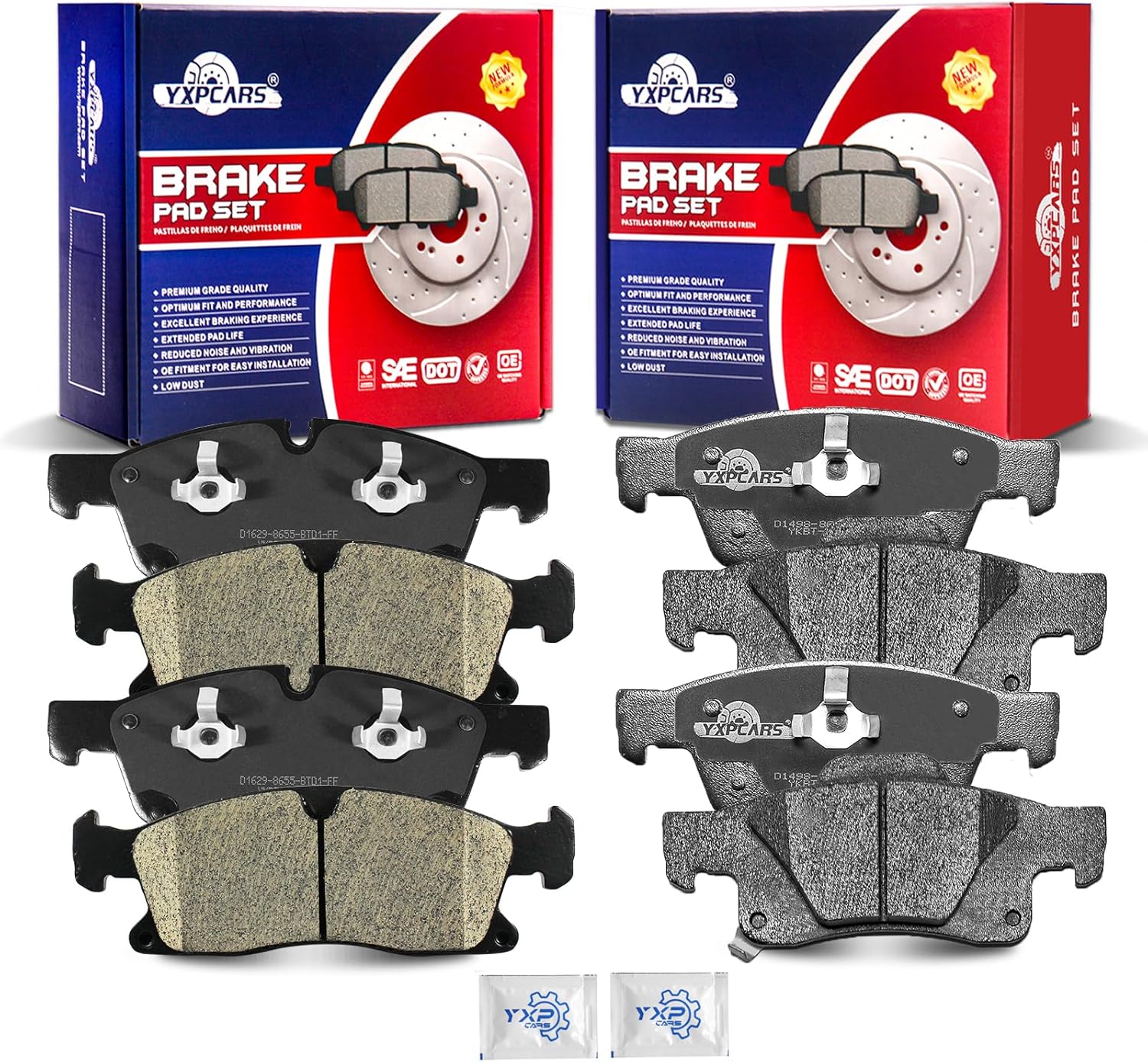 Front and Rear Ceramic Disc Brake Pads Set Replacement for Dodge Durango 2011-2017, for Jeep Grand Cherokee 2011 2012 2013 2014 2015 2016 2017(V8 5.7L Only with Heavy Duty Brakes)