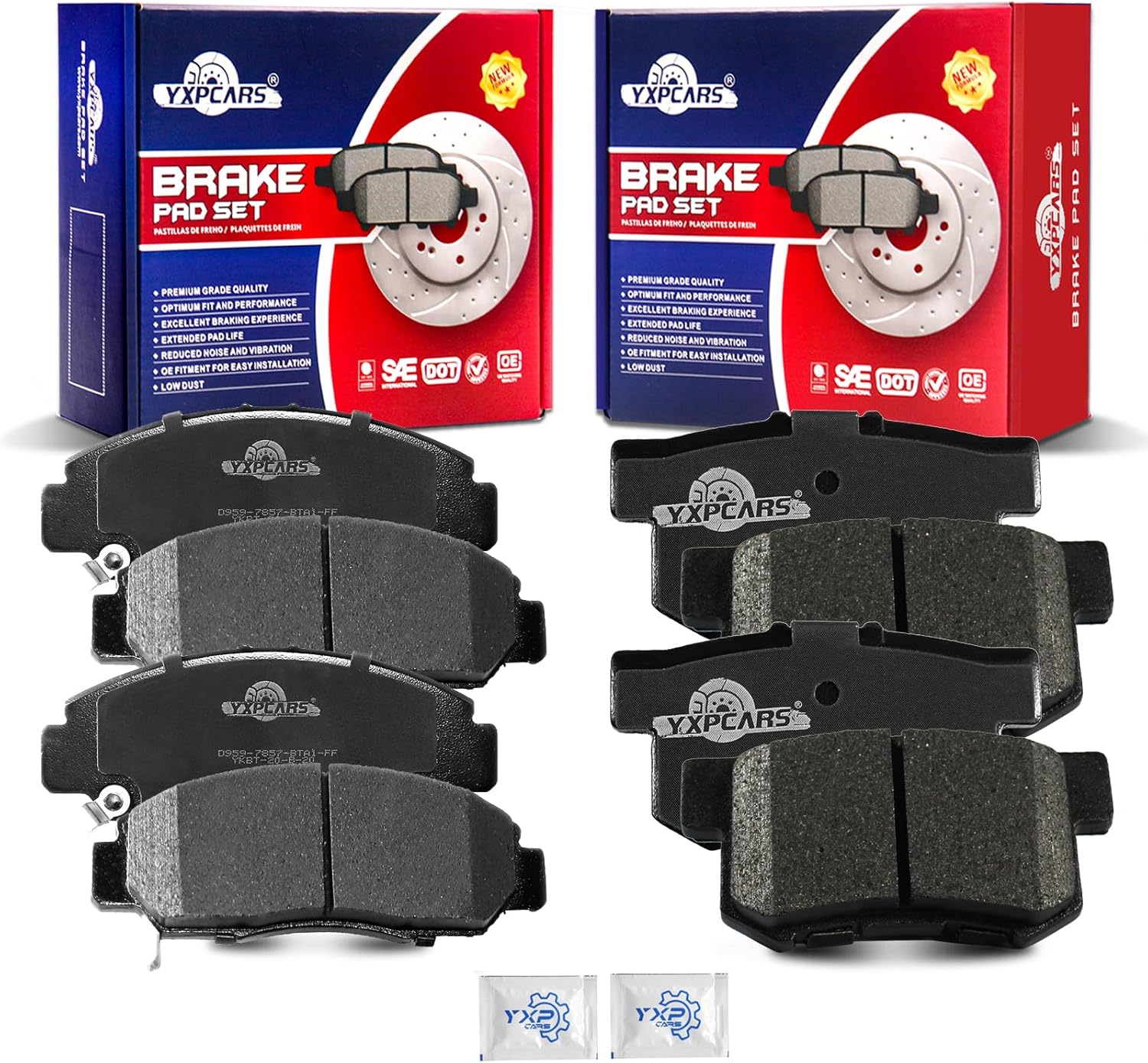 Ceramic Disc Brake Pads Set Front and Rear for Acura Csx 2006 - 2011, for Honda Accord 2004 - 2007