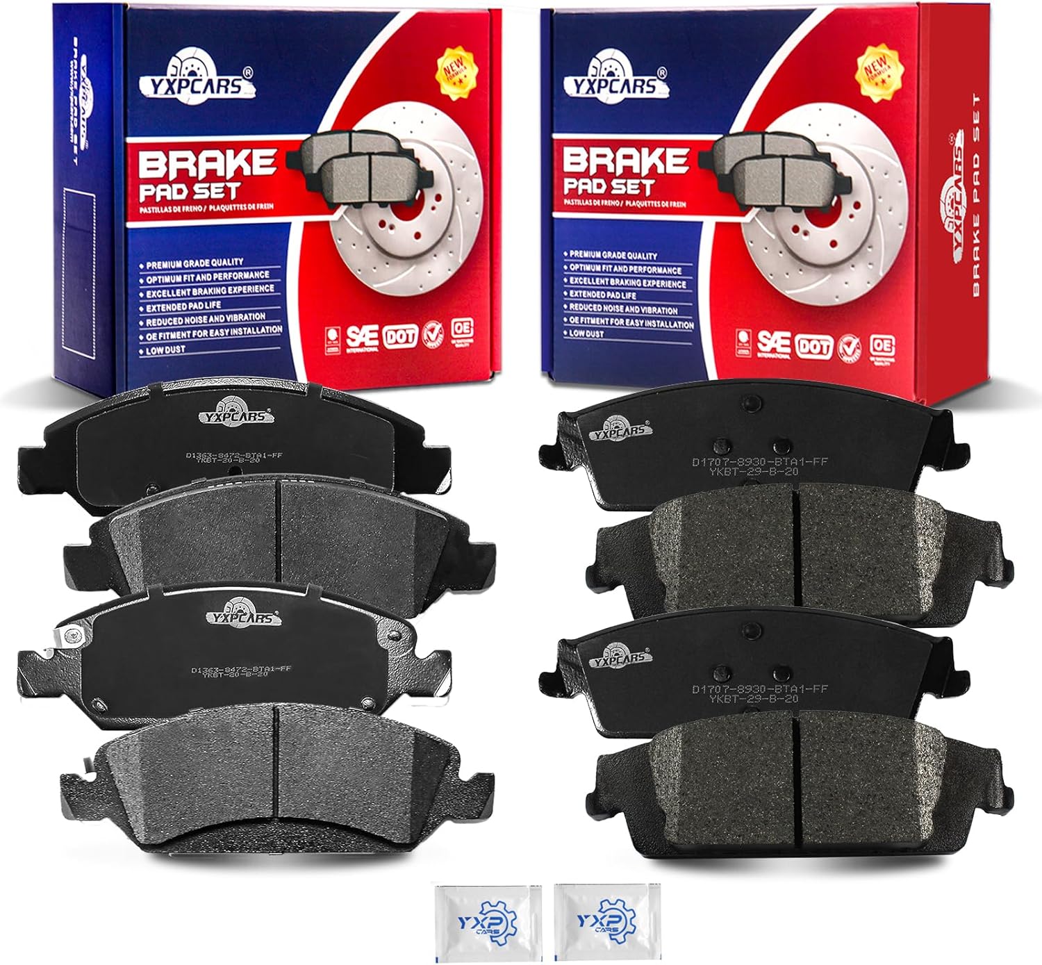 Front and Rear Ceramic Disc Brake Pads Set Replacement for 2014-2018 Chevy Silverado 1500 2014-2020 Suburban, 2015-2020 Tahoe Cadillac Escalade Esv Gmc Yukon Xl, 2014-2018 Sierra 1500