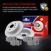 Ceramic Rear Brakes Pad and Rotors Drilled Slotted Solid Replacement Disc Brake Kits for Toyota Camry 2018 2019 2020 2021 2022 2023 Without Electric Park Brake