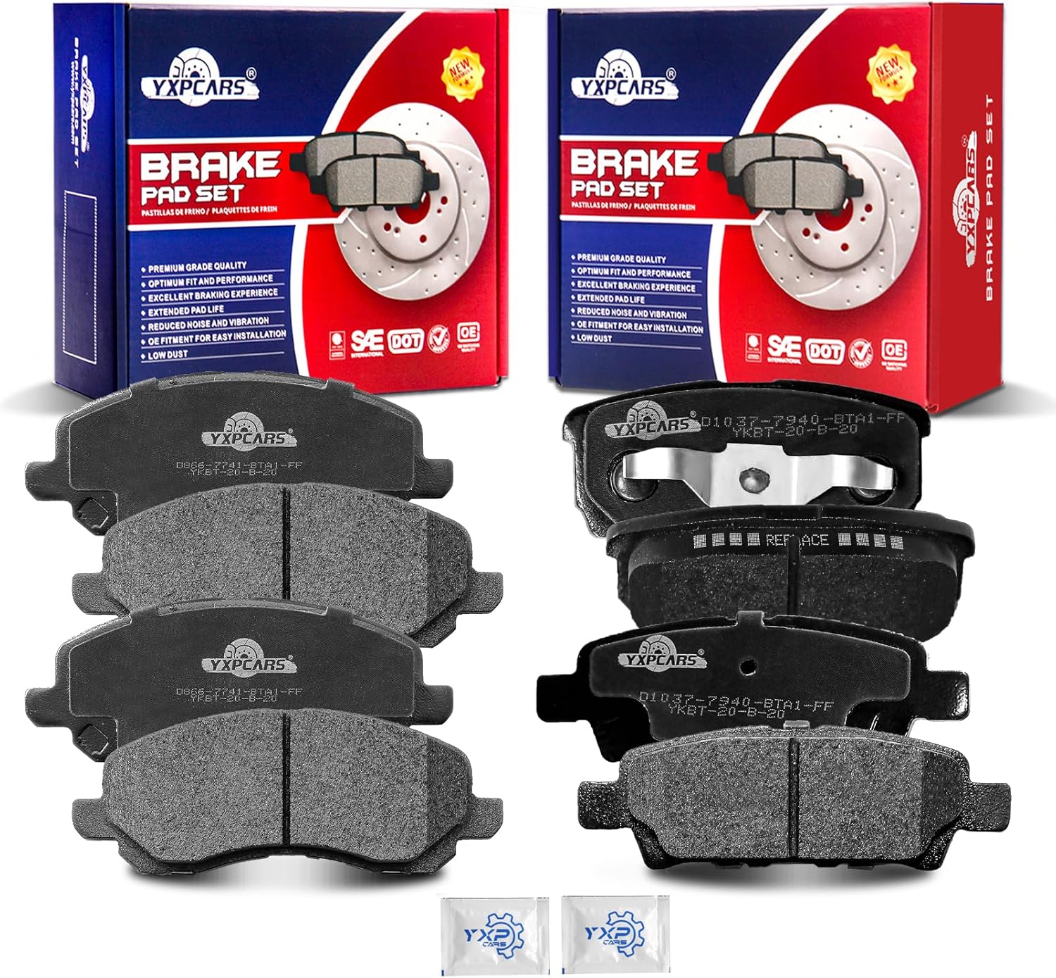 Front and Rear Ceramic Disc Brake Pads Set Replacement for Dodge Avenger Caliber, for Jeep Patriot/Compass (Mk), for Chrysler 200 Sebring, for Mitsubishi Lancer 2004-2006 2008-2016