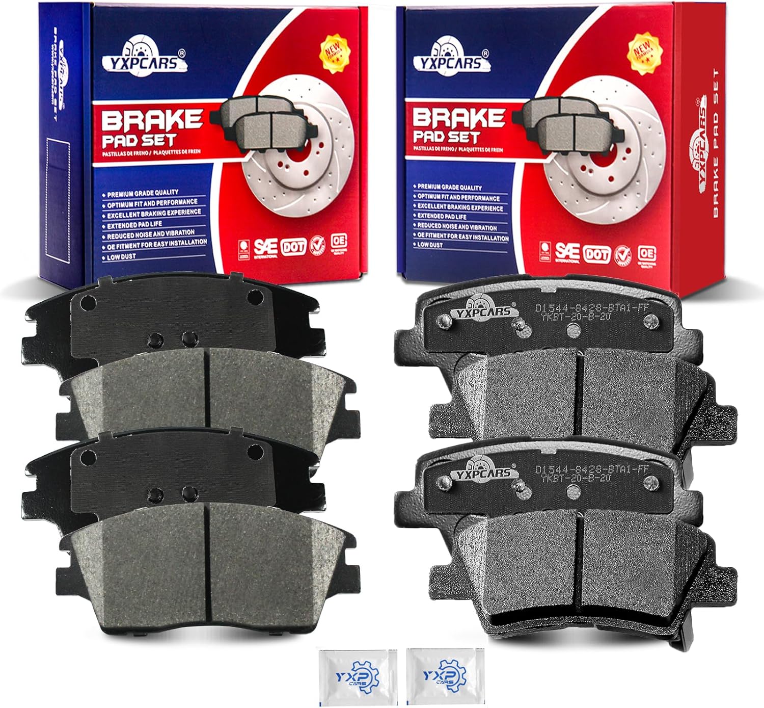 Ceramic Disc Brake Pads Set Front and Rear for Hyundai Elantra 2017 - 2020 1.6L
