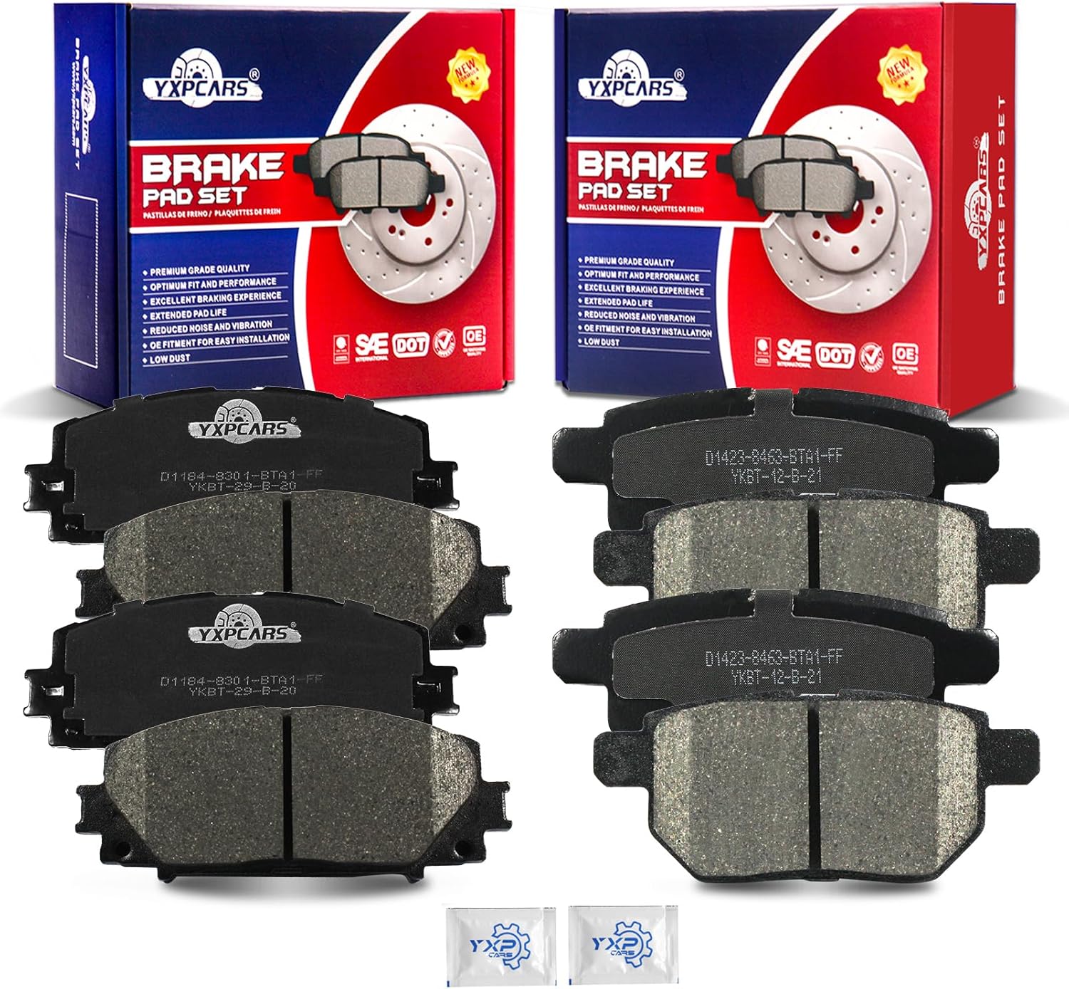 Ceramic Disc Brake Pads Set Front and Rear for Lexus Ct200H 2011 2012 2013 2014 2015 2016 2017, for Toyota Corolla 2020 2021 2022/ Prius Plug-In 2012-2013/ Prius Prime 2017 2018 2019