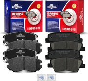 Ceramic Disc Brake Pads Set Front and Rear for Hyundai Azera 2010-2011,Elantra 2010 Sedan, Sonata 2008 2.4L, 2009-2010 Sonata, 2008 Sonata 3.3L,for Kia Amanti 2007-2009/ Soul 2010-2012 2013