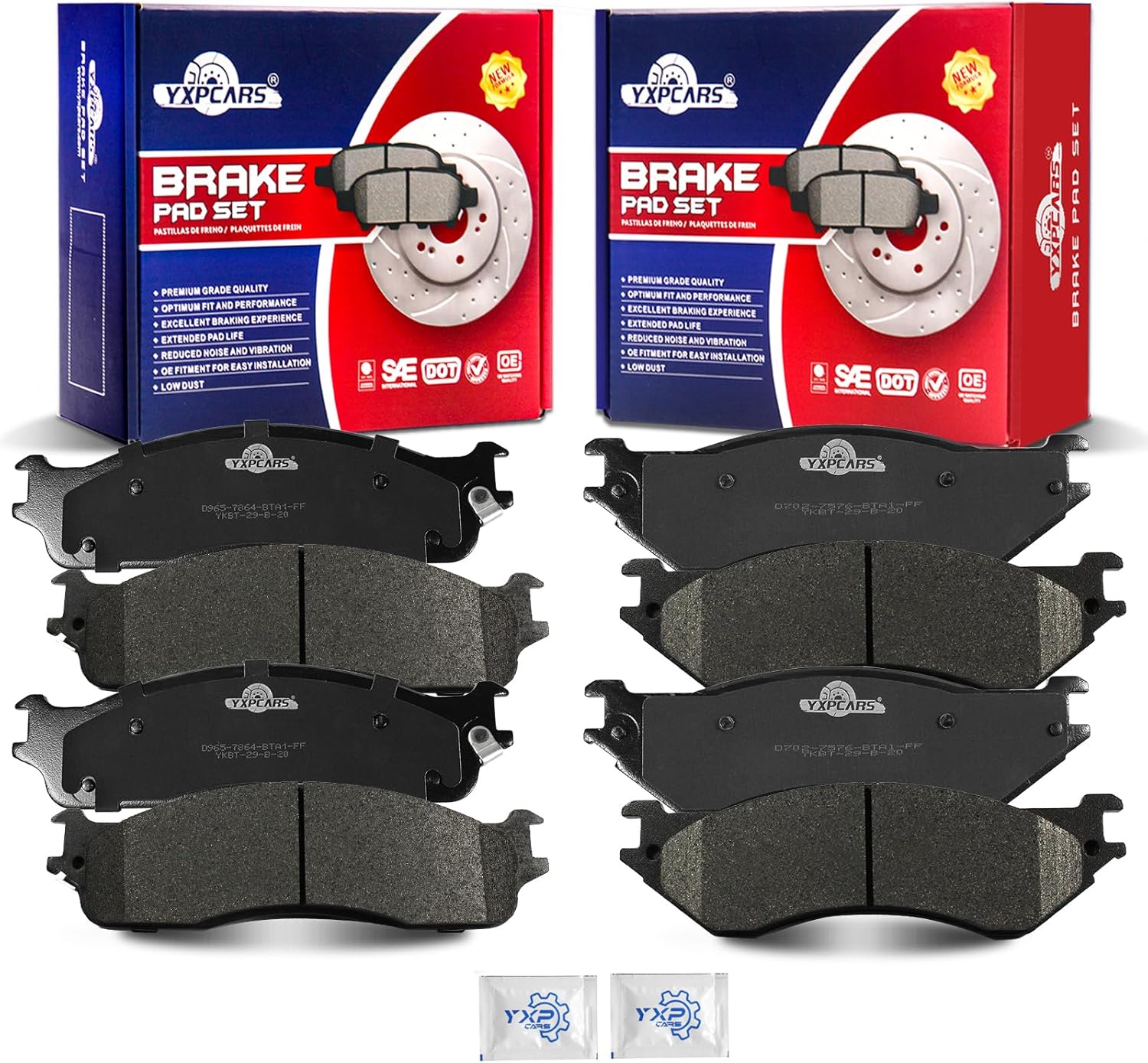 Front and Rear Ceramic Disc Brake Pads Set Replacement for Dodge Ram 2500/3500 2003 2004 2005 2006 2007 2008 for Dodge Ram 1500 2006-2008