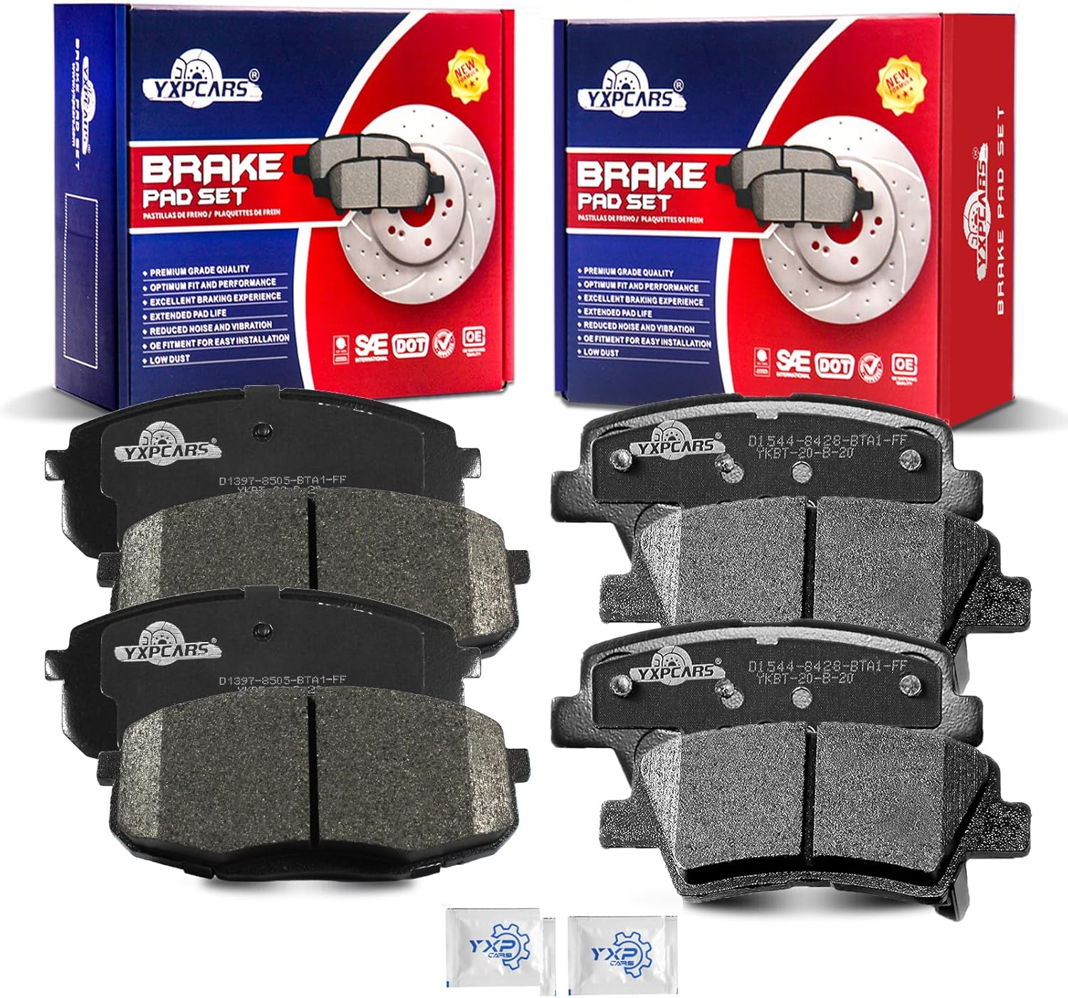 Ceramic Disc Brake Pads Set Front and Rear Replacement for Kia Soul 2014 2015 2016