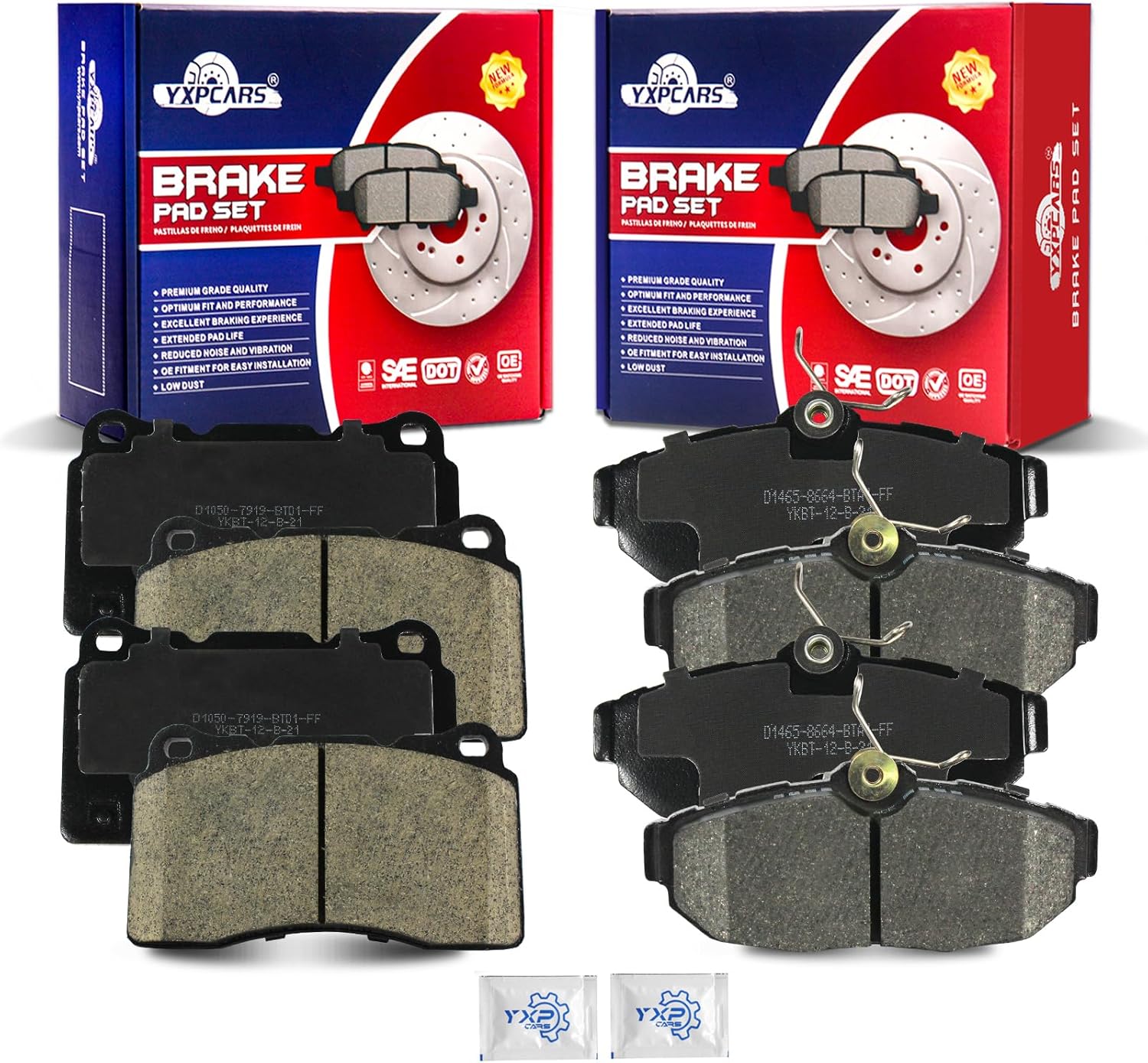 Ceramic Disc Brake Pads Set Front and Rear Replacement for Ford Mustang 2011 2012 2013 2014