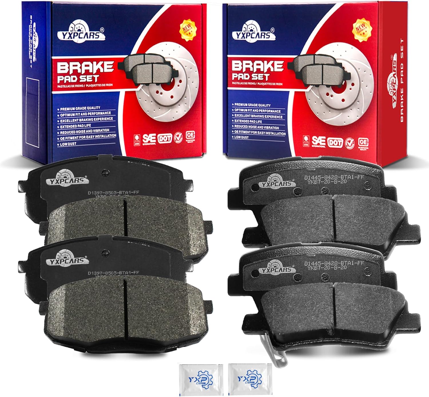 Front and Rear Ceramic Disc Brake Pads Set Replacement for Kia Soul 2014 2015 2016