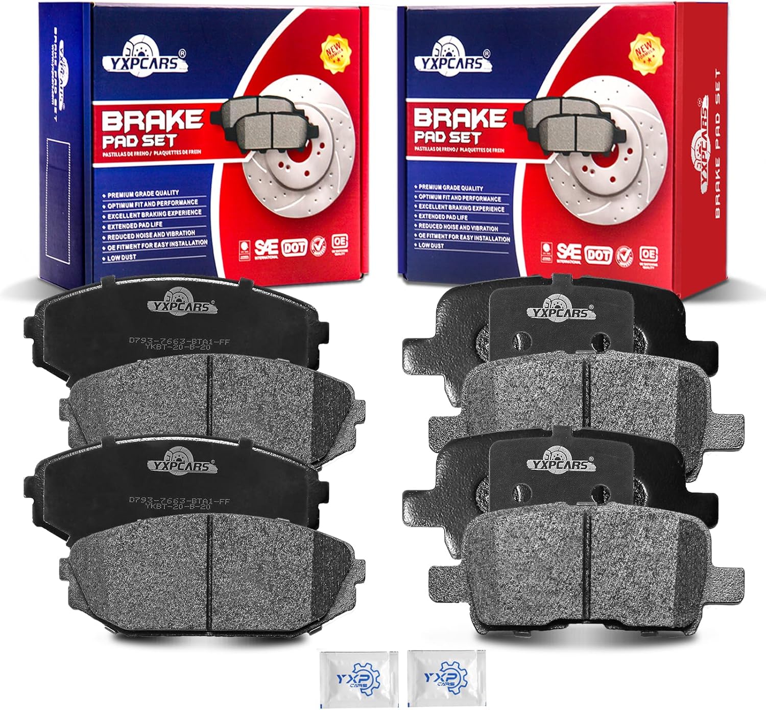 Front and Rear Ceramic Disc Brake Pads Set Replacement for Honda Odyssey 2002 2003 2004, for Acura Mdx 2001-2002