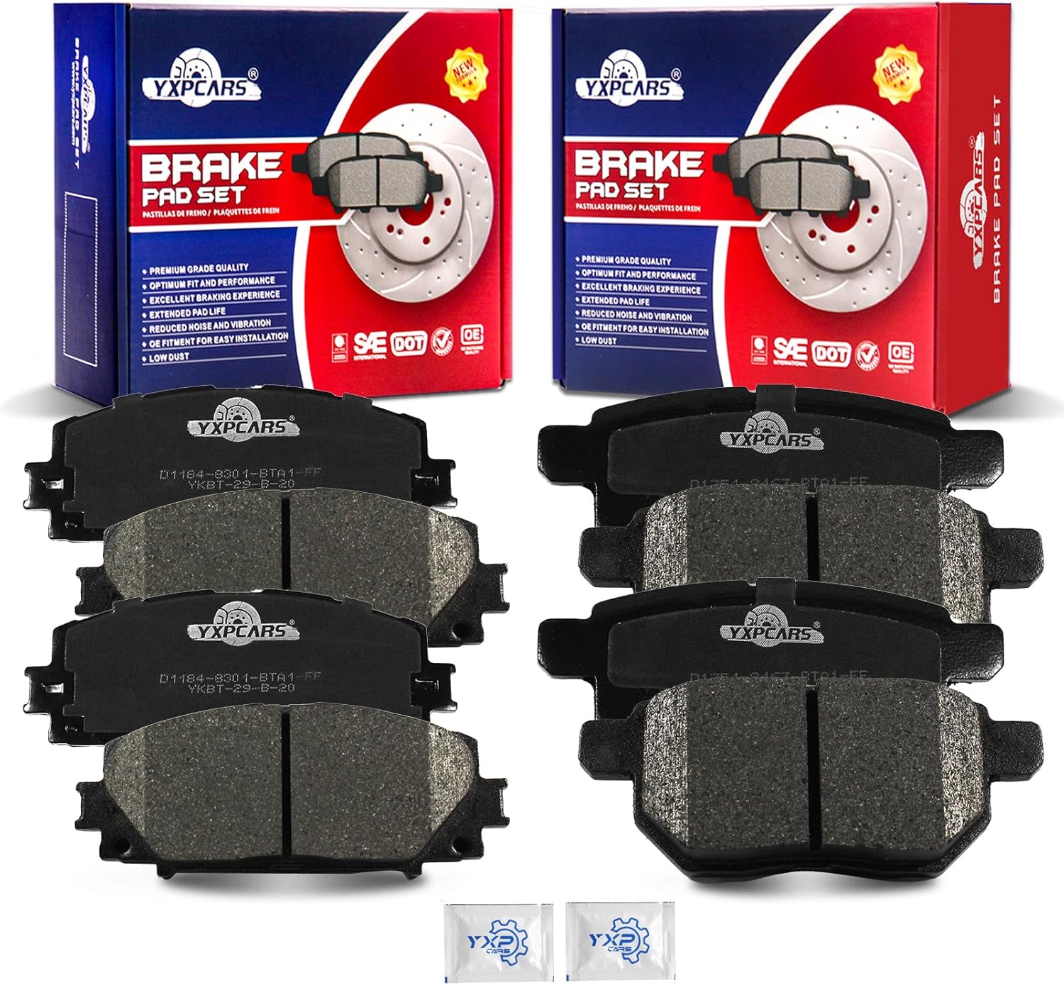 Front and Rear Ceramic Disc Brake Pads Set Replacement for 2019 2020 2021 2022 Toyota Prius Awd-E 2017 2018 2019 Prius Prime