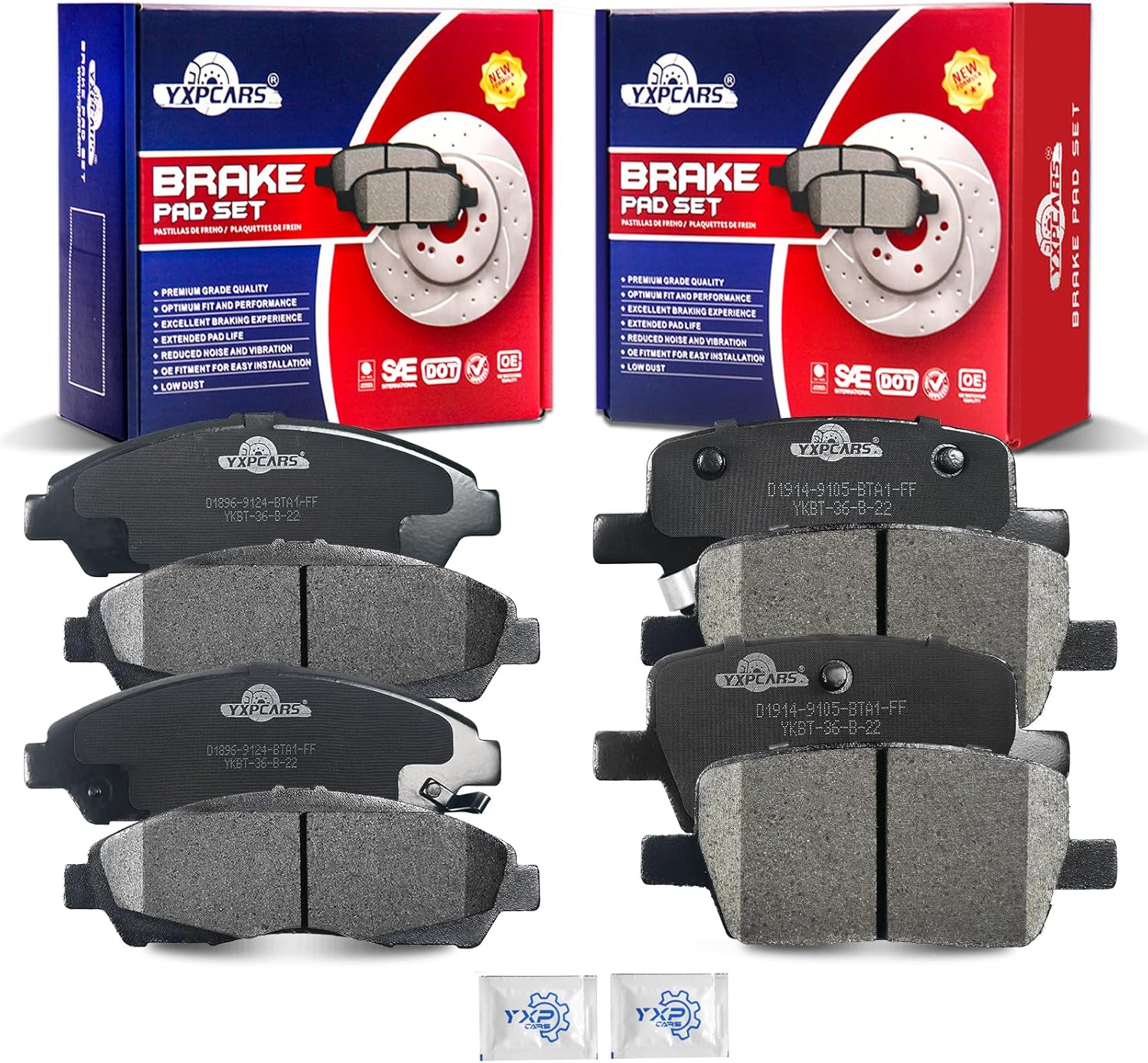 Ceramic Disc Brake Pads Set Front and Rear Replacement for Buick Enclave 2018-2020, for Cadillac Xt5 2017-2020/ Xt6 2020, for Chevry Blazer 2019-2020/ Traverse 2018 2019, for Gmc Acadia 2017-2020