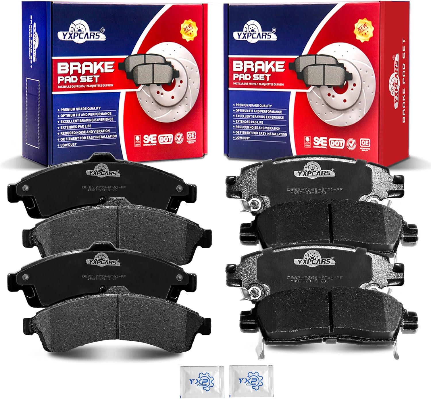 Front and Rear Ceramic Disc Brake Pads Set Replacement for Buick Rainier,for Gmc Envoy Xl/Xuv, for Isuzu Ascender, for Oldsmobile Bravada, Saab 9-7X, Chevy Ssr Trailblazer Ext