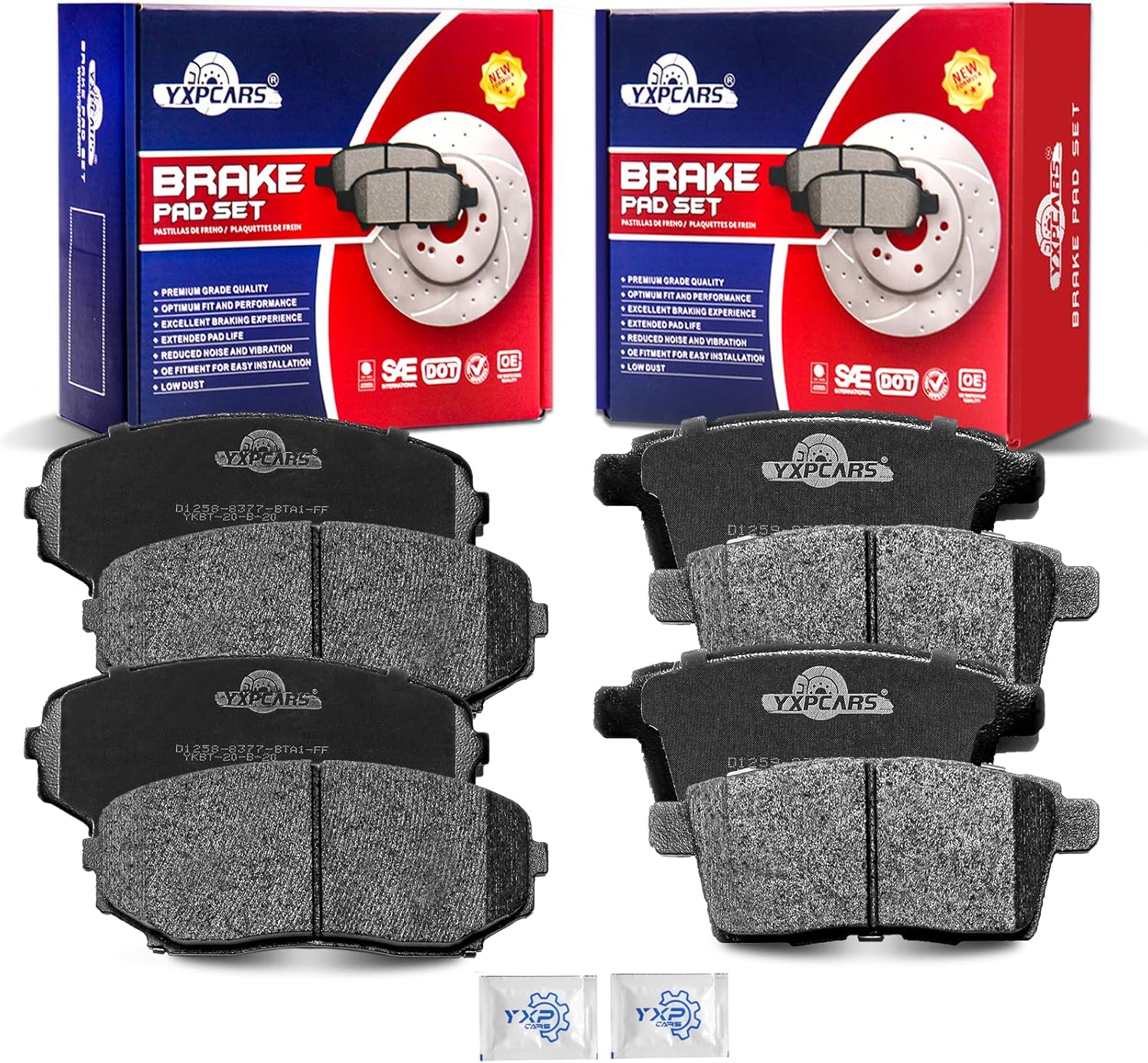 Front and Rear Ceramic Disc Brake Pads Set Replacement for Ford Edge 2007-2010, for Lincoln Mkx 2007-2010, for Mazda Cx-7 2007-2012 Cx-9 2007 2008 2009 2010 2011 2012 2013 2014 2015