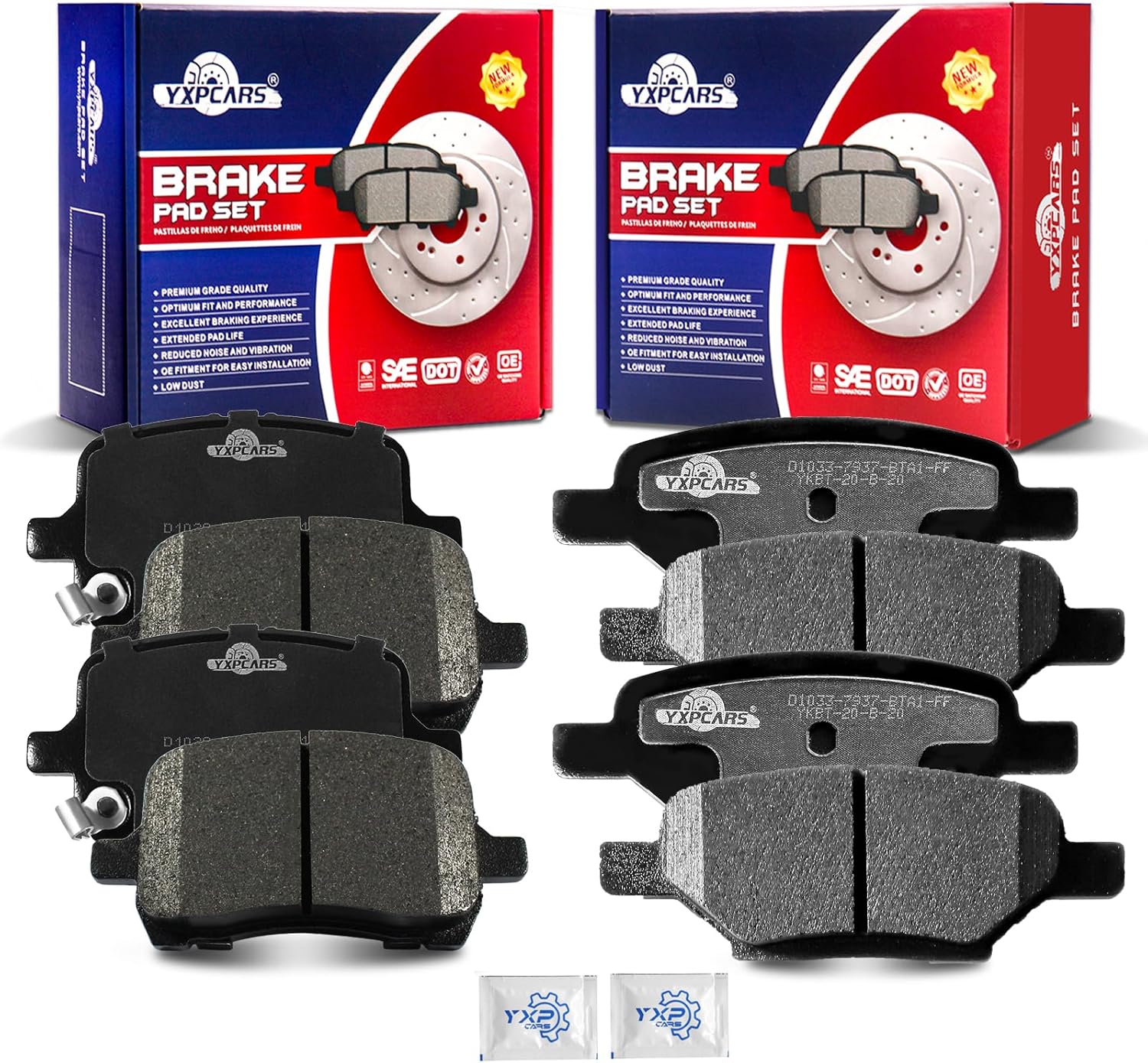 Front and Rear Ceramic Disc Brake Pads Set Replacement for Chevy Cobalt SS/HHR SS/Malibu Maxx Sedan Pontiac G5 G6,2007-2008 Saturn Aura 2004 2005 2006 2007 ION Redline