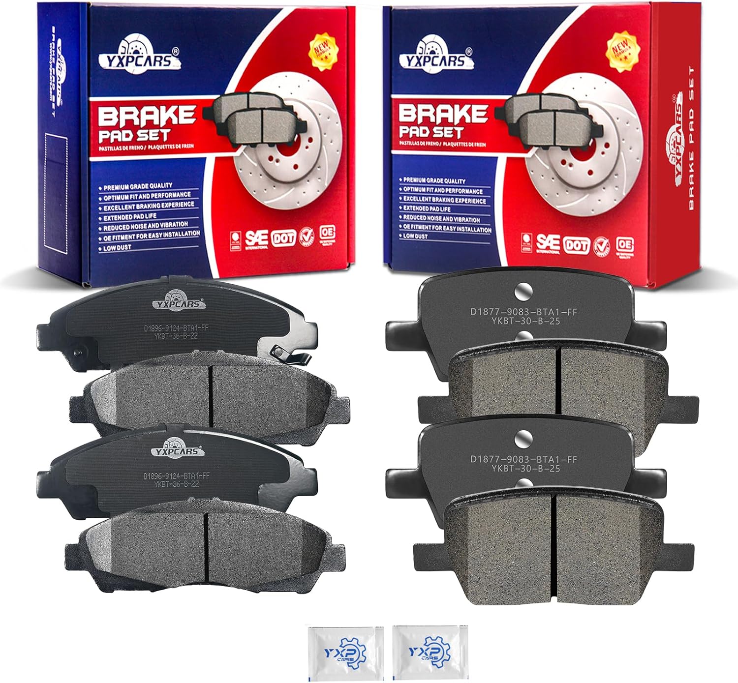 Ceramic Disc Brake Pads Set Front and Rear for Buick Enclave 2018-2019 4Wd, for Cadillac Xt5 2017-2020