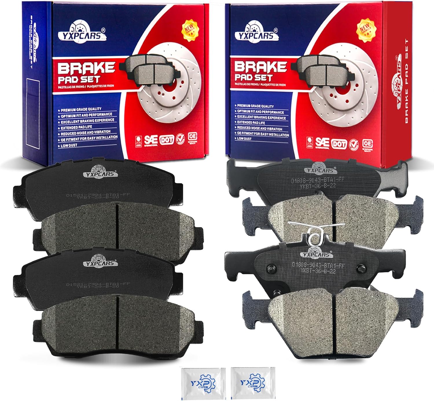 Ceramic Disc Brake Pads Set Front and Rear Replacement for Subaru Legacy 2016 2017 2018 2019 with 2.5L