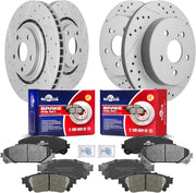 Front & Rear Drilled Slotted Rotors and Ceramic Disc Brake Pads Kit for Lexus Nx300H 2015 2016 2017 2018 2019 2020 2021/ Nx200T 2015-2017/ Nx300 2018-2021