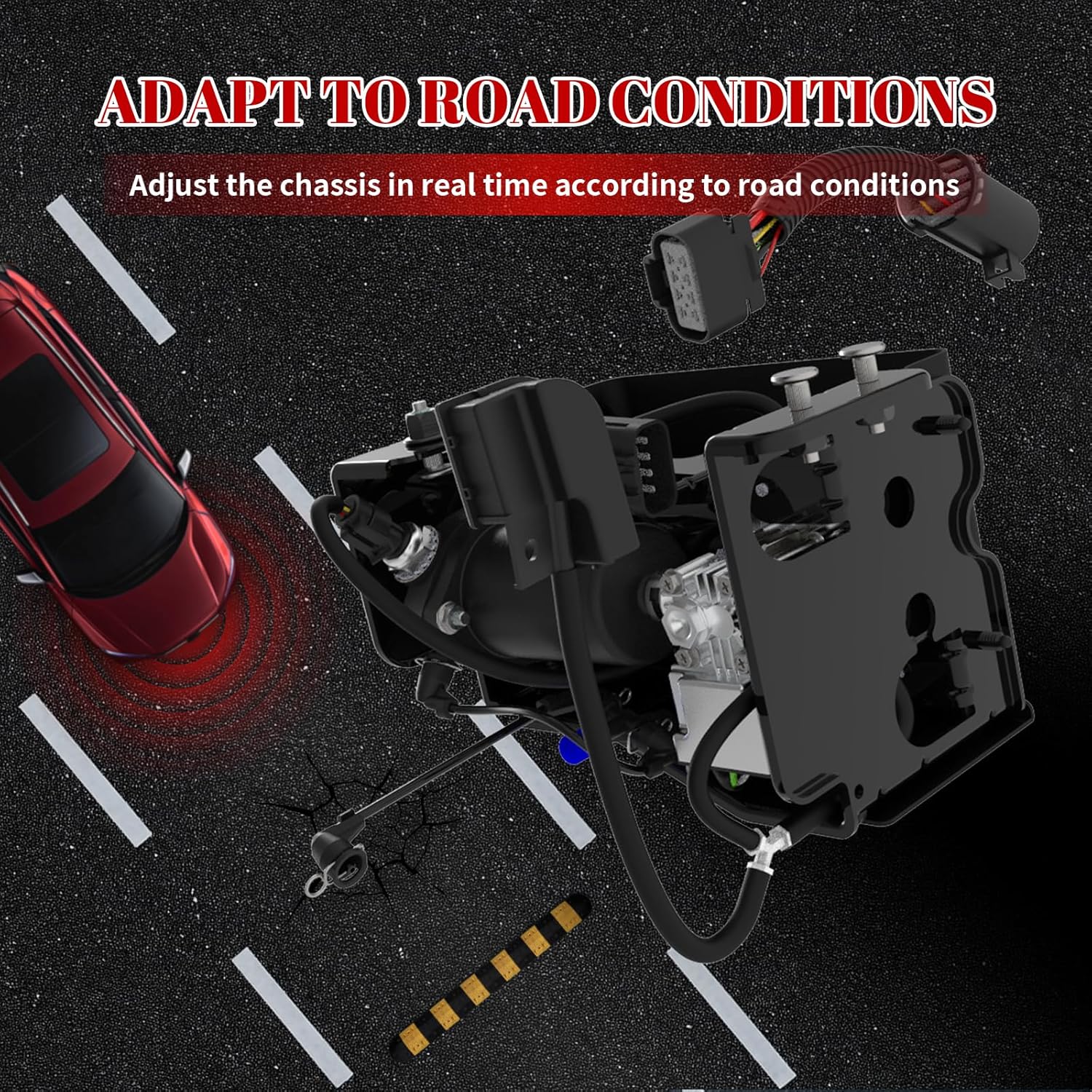 Air Suspension Compressor for Air Ride Pump, for Cadillac Escalade (ESV/EXT), for Chevy Avalanche Suburban Tahoe, for GMC Yukon (XL 1500) with Yukon adapter cable Parts# 22941806 15254590