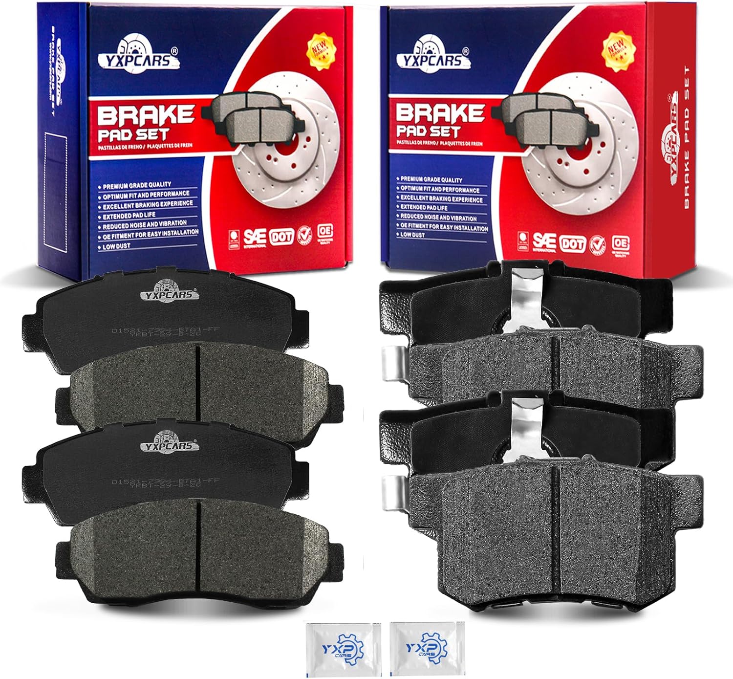 Front and Rear Ceramic Disc Brake Pads Set for Acura Rdx 2010-2012, for Honda Cr-V 2007 2008 2009 2010 2011 2012 2013 2014 2015 2016 Crosstour 2012-2015 Accord Crosstour 2010 2011